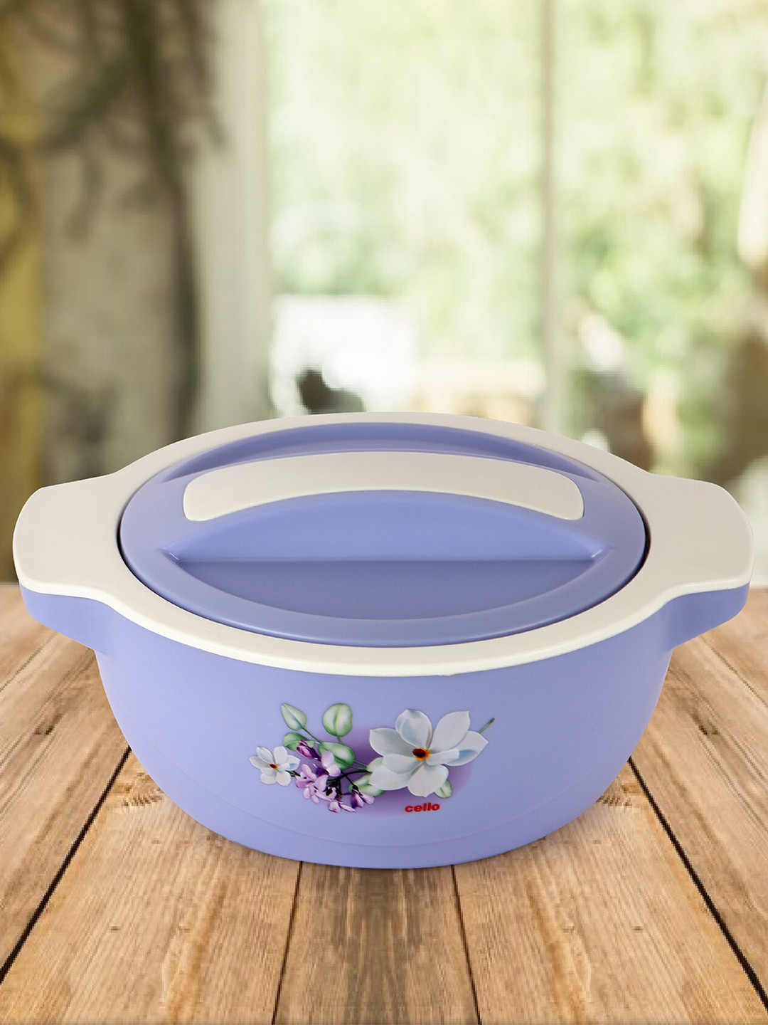 

Cello Violet & White Printed Stainless Steel Serving Casserole