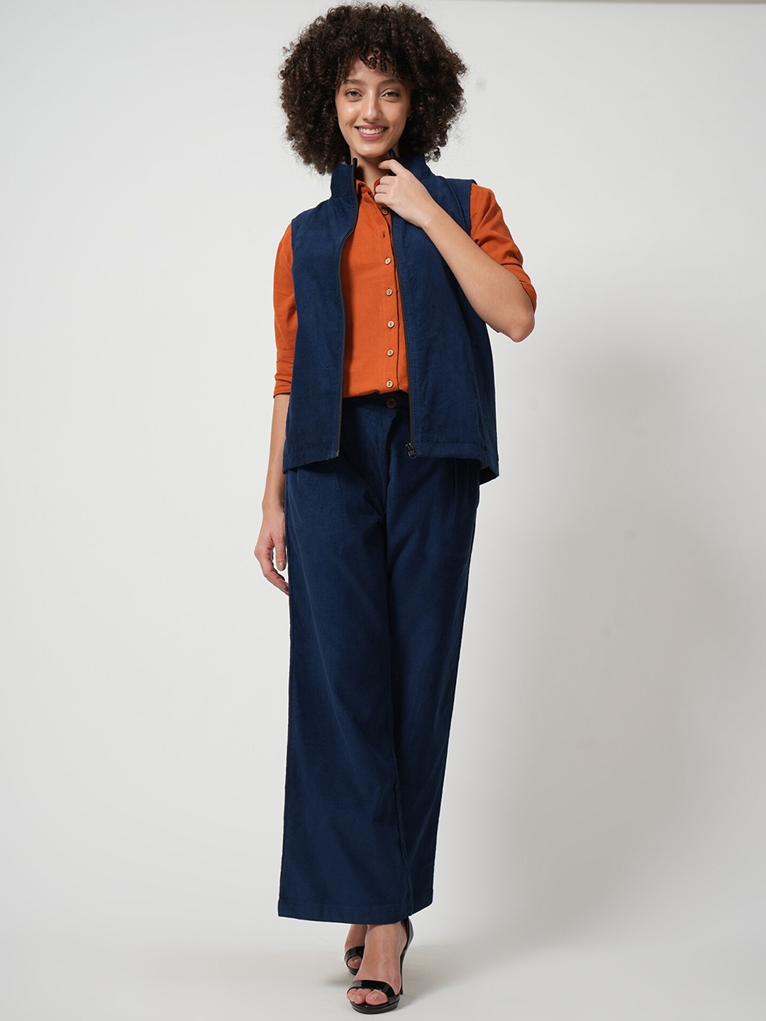 

Saltpetre Organic Cotton Corduroy Shirt With Trouser & Sleeveless Jacket, Rust