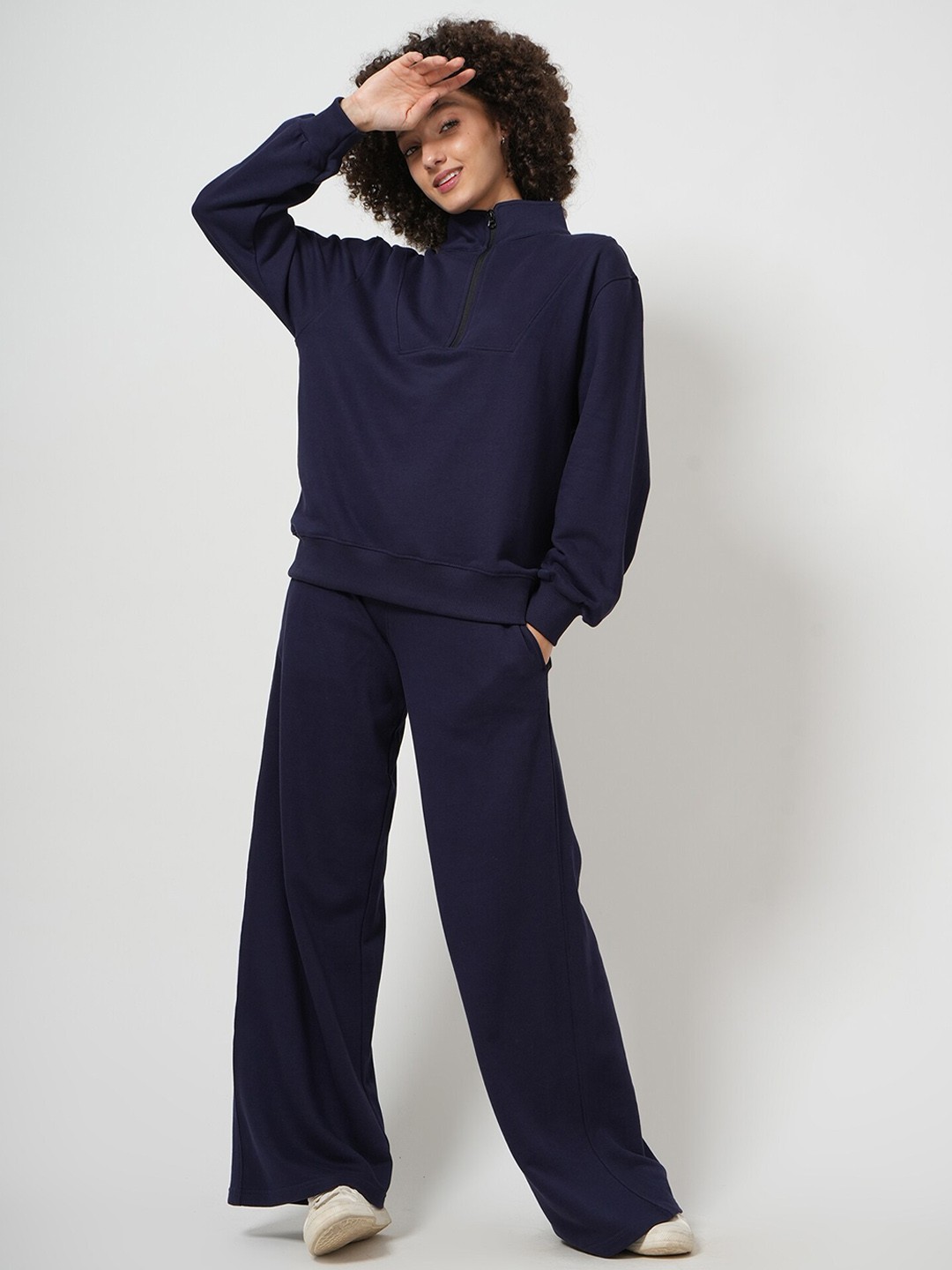 

Saltpetre Cotton Sweatshirt & Track Pants Tracksuits Set, Navy blue