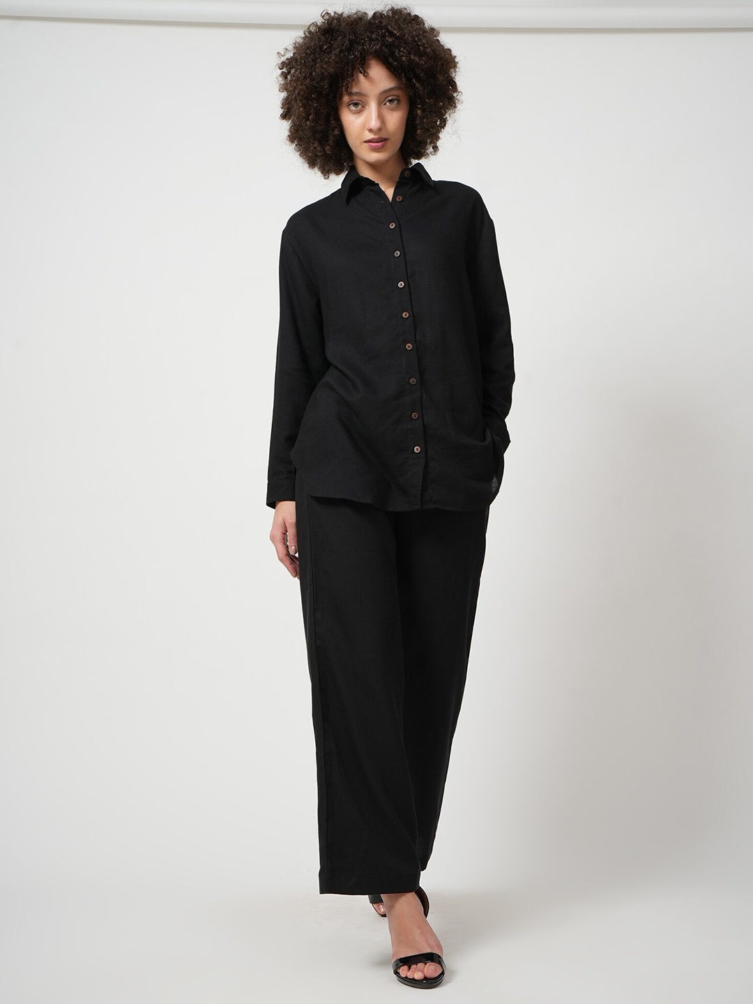

Saltpetre Organic Cotton Shirt With Trousers, Black