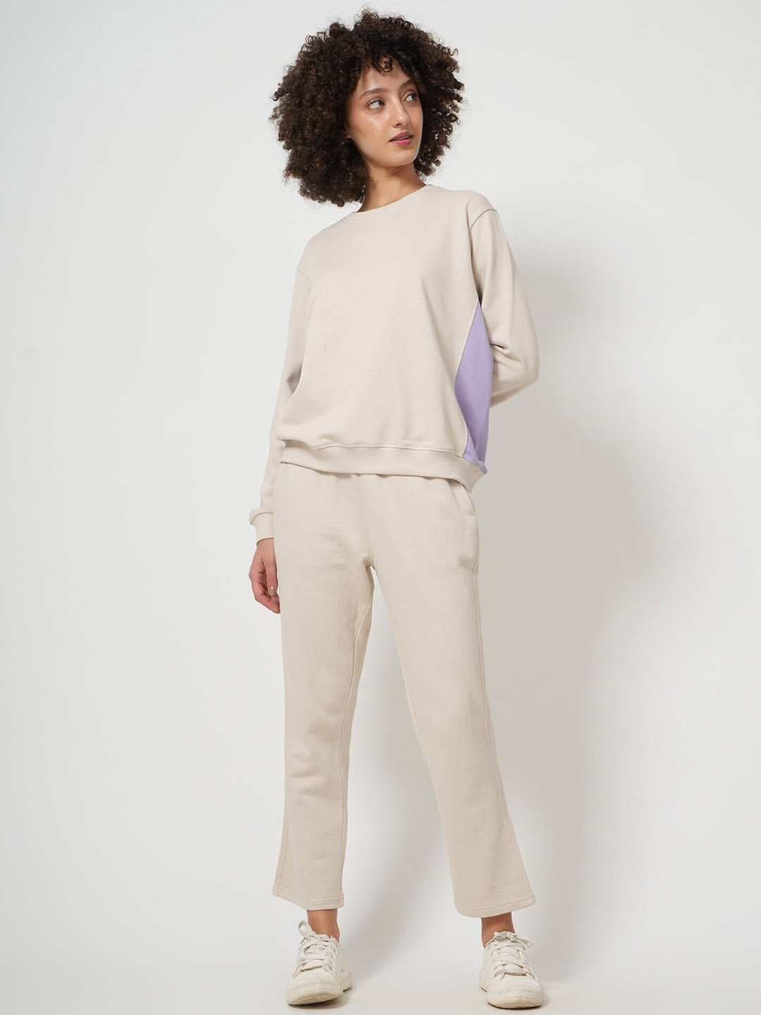 

Saltpetre Cotton Sweatshirt & Track Pants Tracksuits Set, Cream