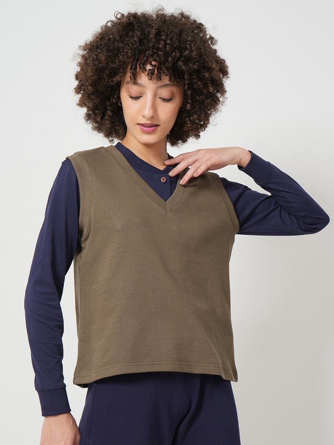 

Saltpetre Band Collar Organic Cotton Co-Ords, Olive