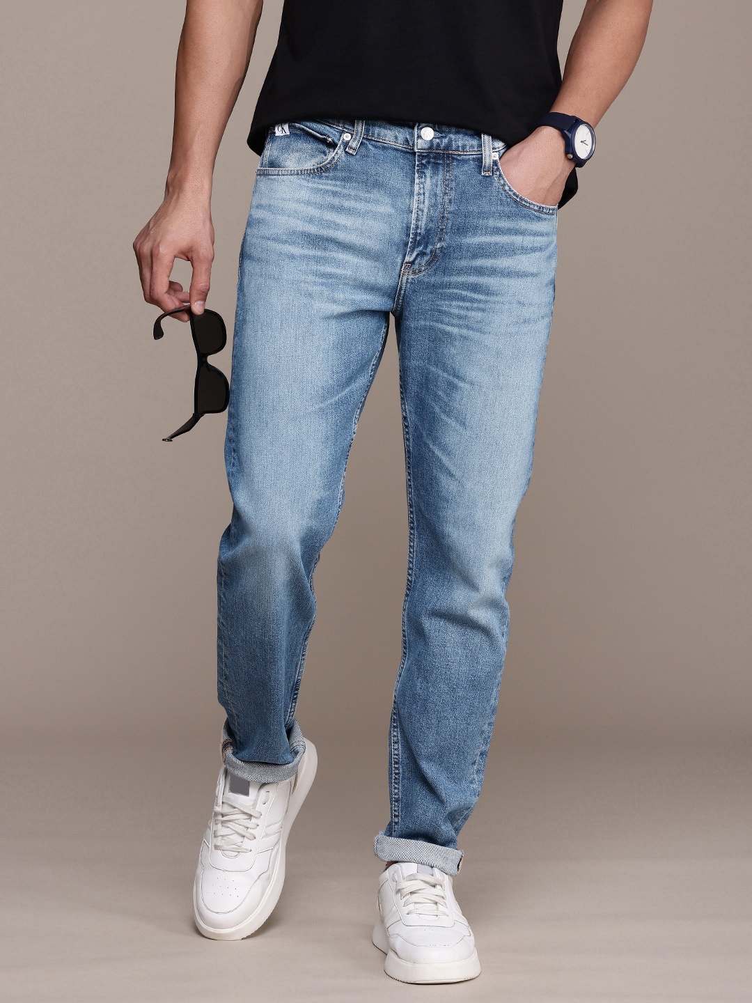 

Calvin Klein Jeans Men Slim Fit Heavy Fade Jeans, Blue