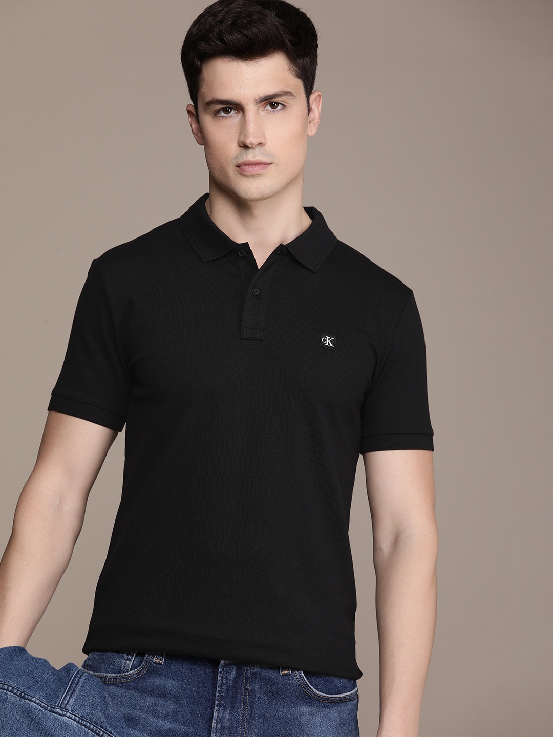 

Calvin Klein Jeans Polo Collar Slim Fit T-shirt, Black