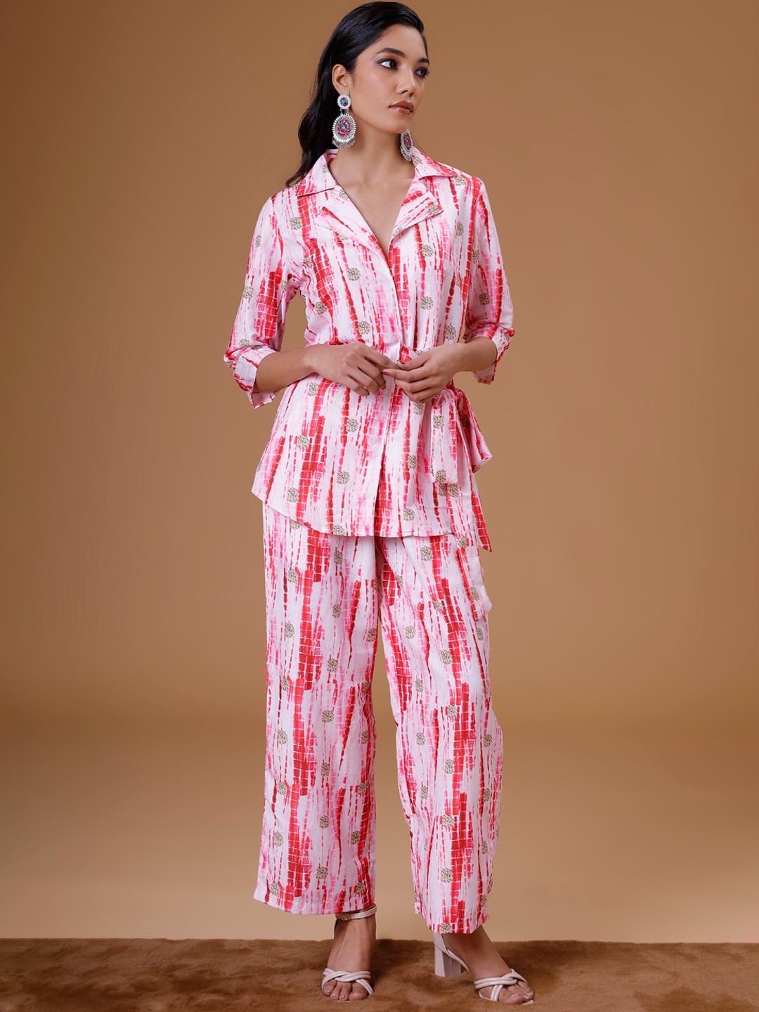 

soan Floral Printed Regular Straight Kurta with Trousers, Pink