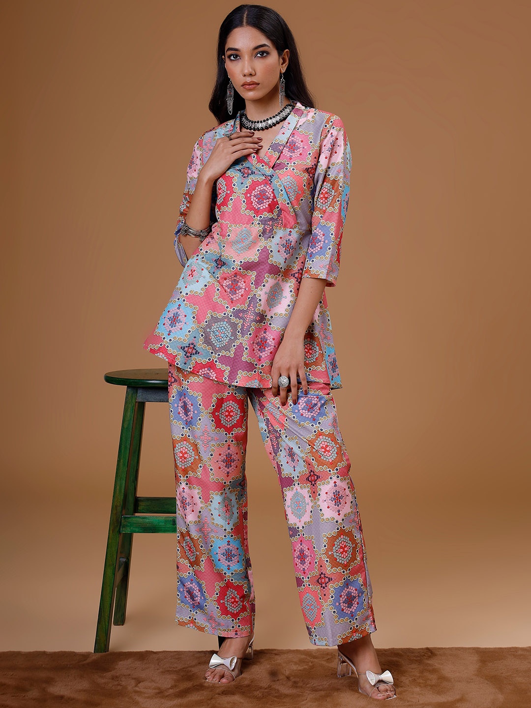 

soan Women Floral Printed Co-Ord Set, Pink