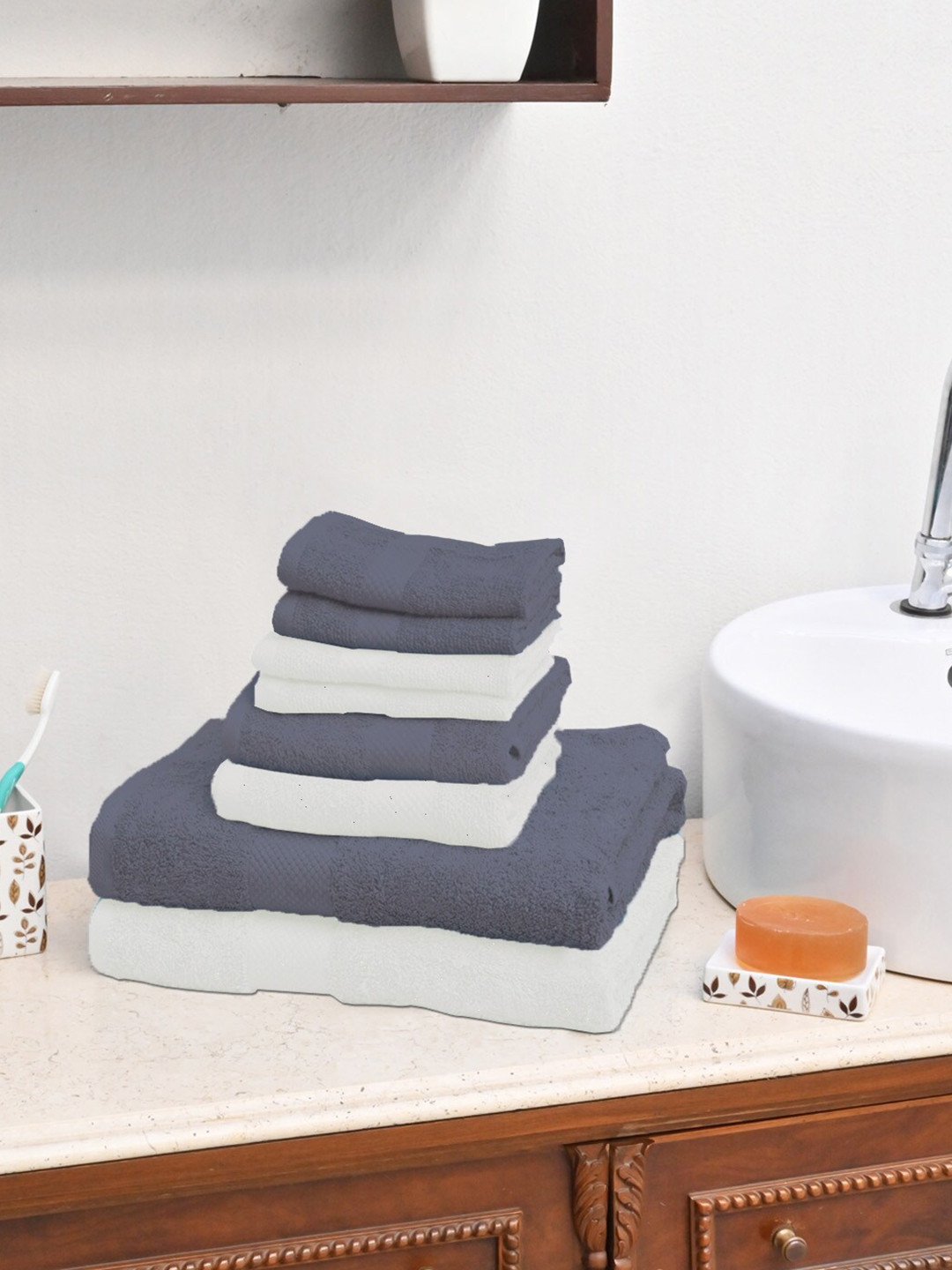 

AVI Living White Charcoal 8 Pieces 500 GSM Cotton Towel Set