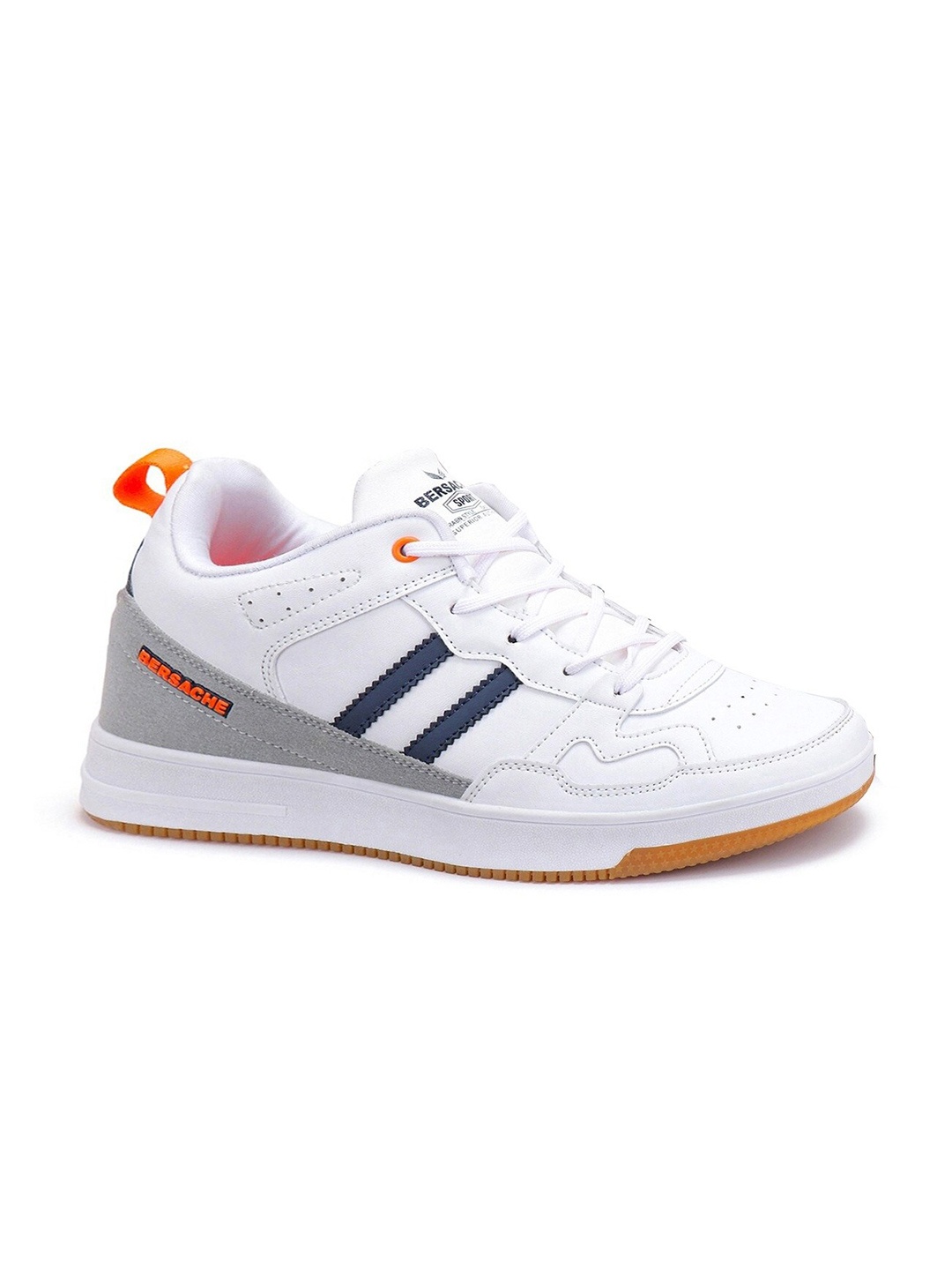 

BERSACHE Men Lace-Up Running Shoes, White