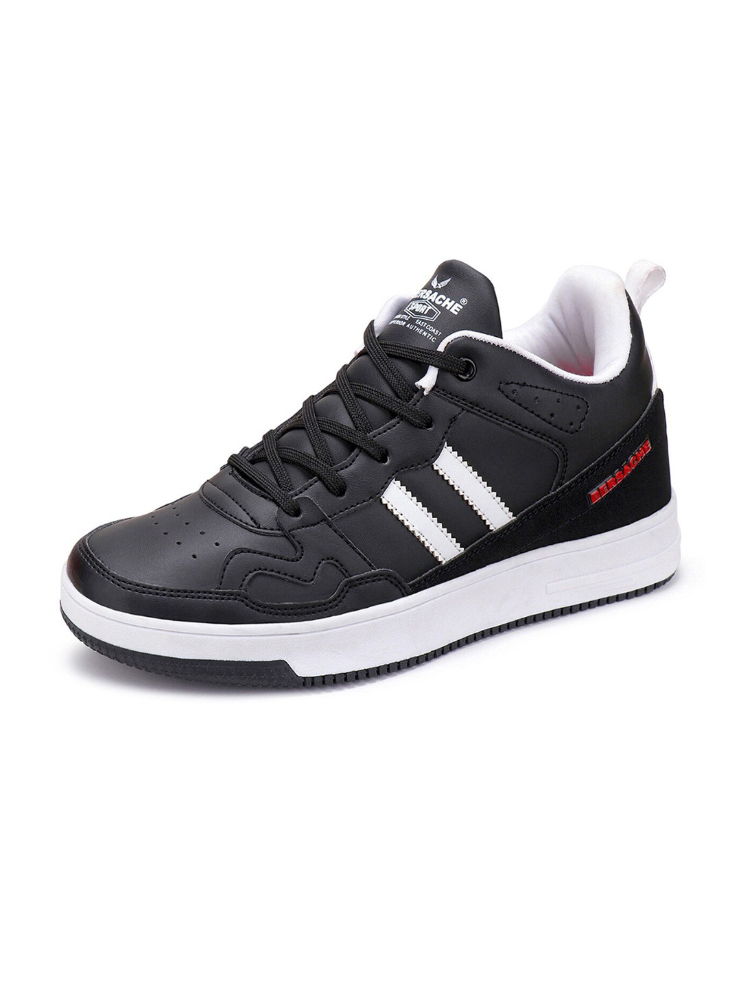 

BERSACHE Men Lace Up Running Shoes, Black