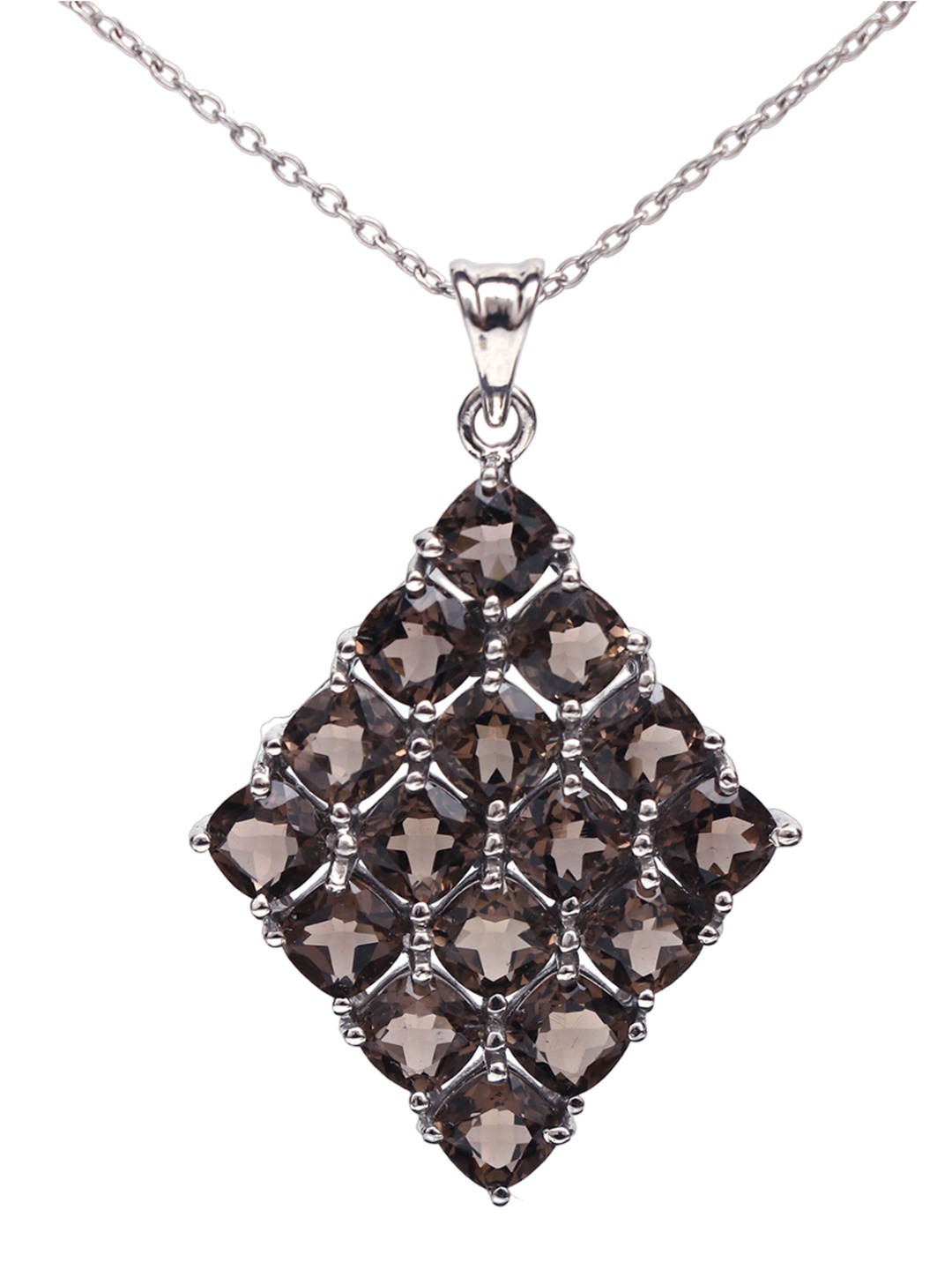 

HIFLYER JEWELS Sterling Silver Quatz-Studded Squared-Charm Pendant