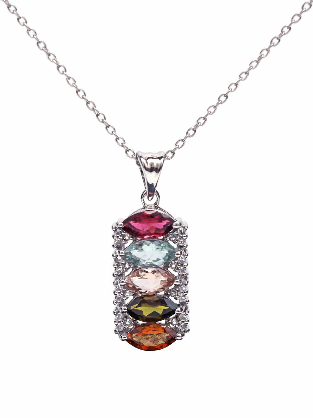 

HIFLYER JEWELS Sterling Silver Topaz-Studded Contemporary-Charm Pendant