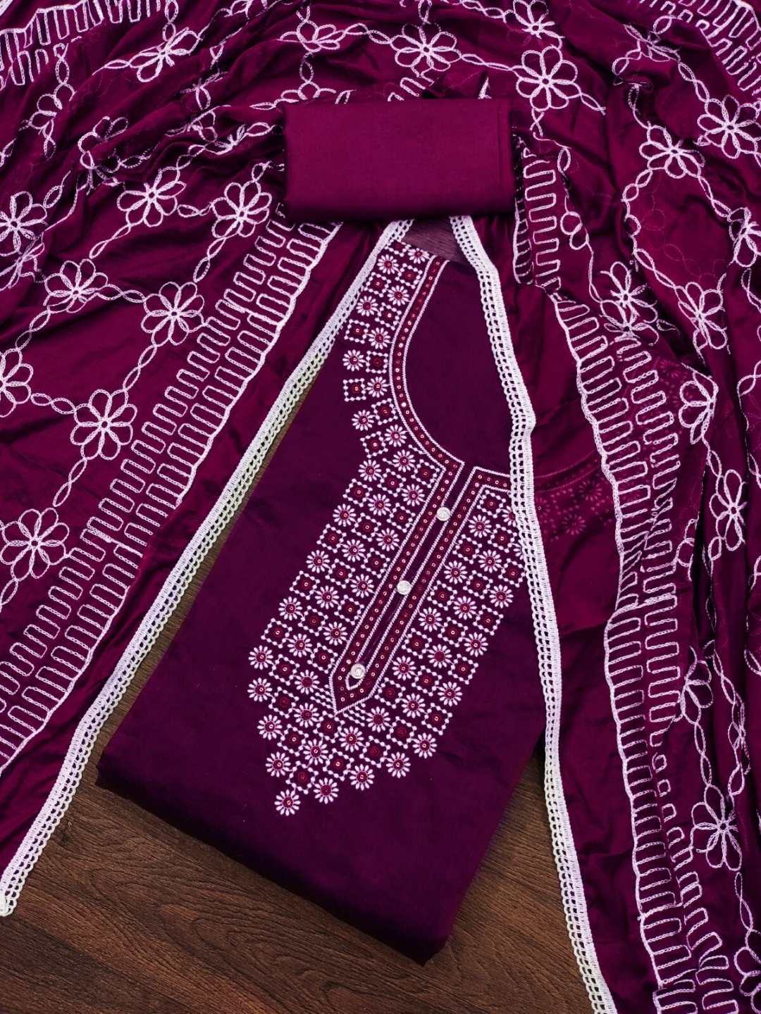 

Panzora Embellished Art Silk Unstitched Dress Material, Purple