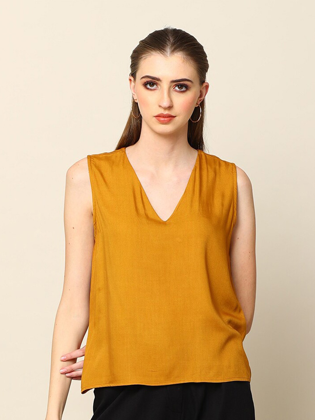 

Saltpetre V-Neck Sleeveless Top, Mustard