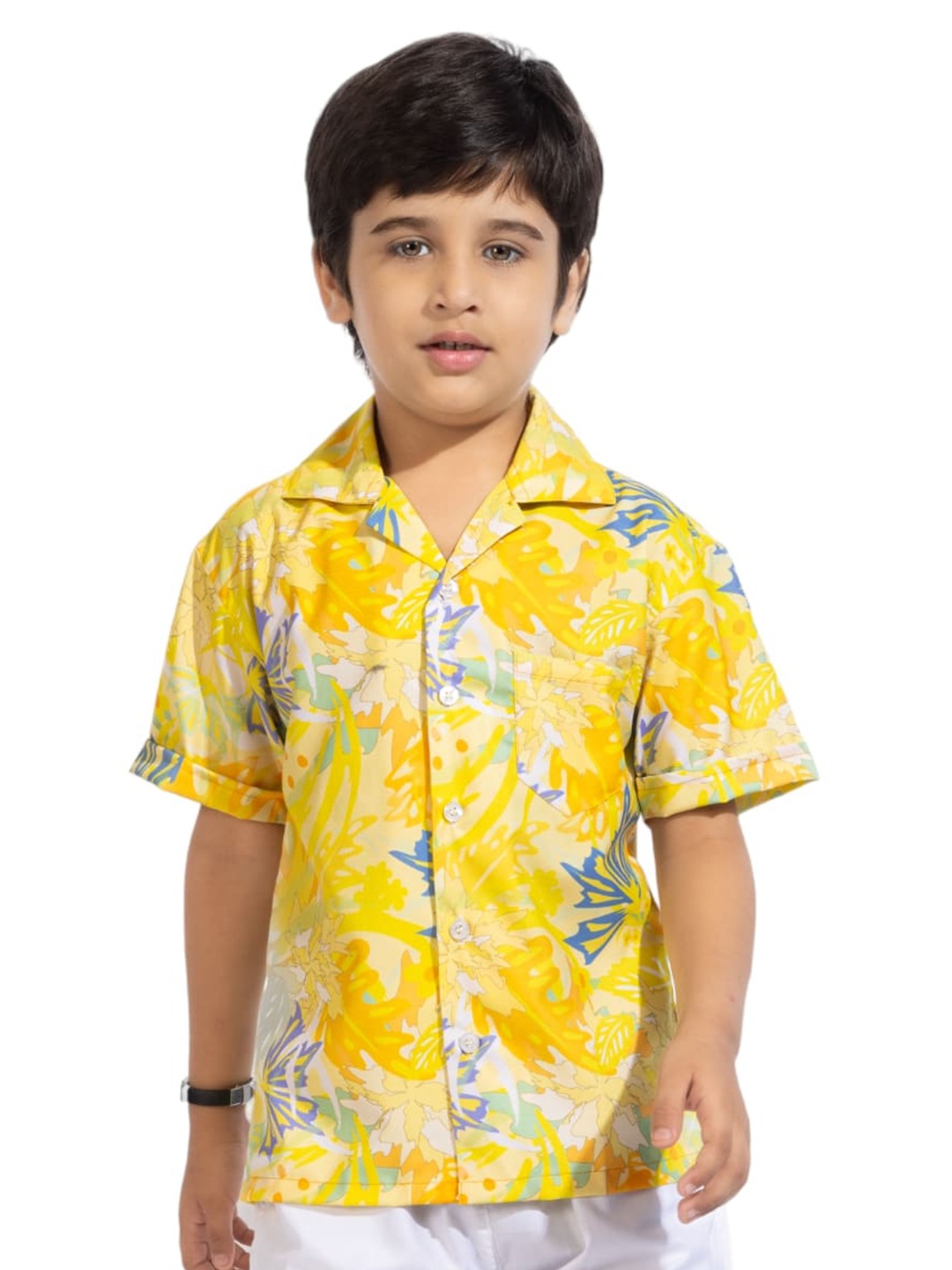 

BAESD Kids Comfort Floral Opaque Printed Casual Shirt, Yellow