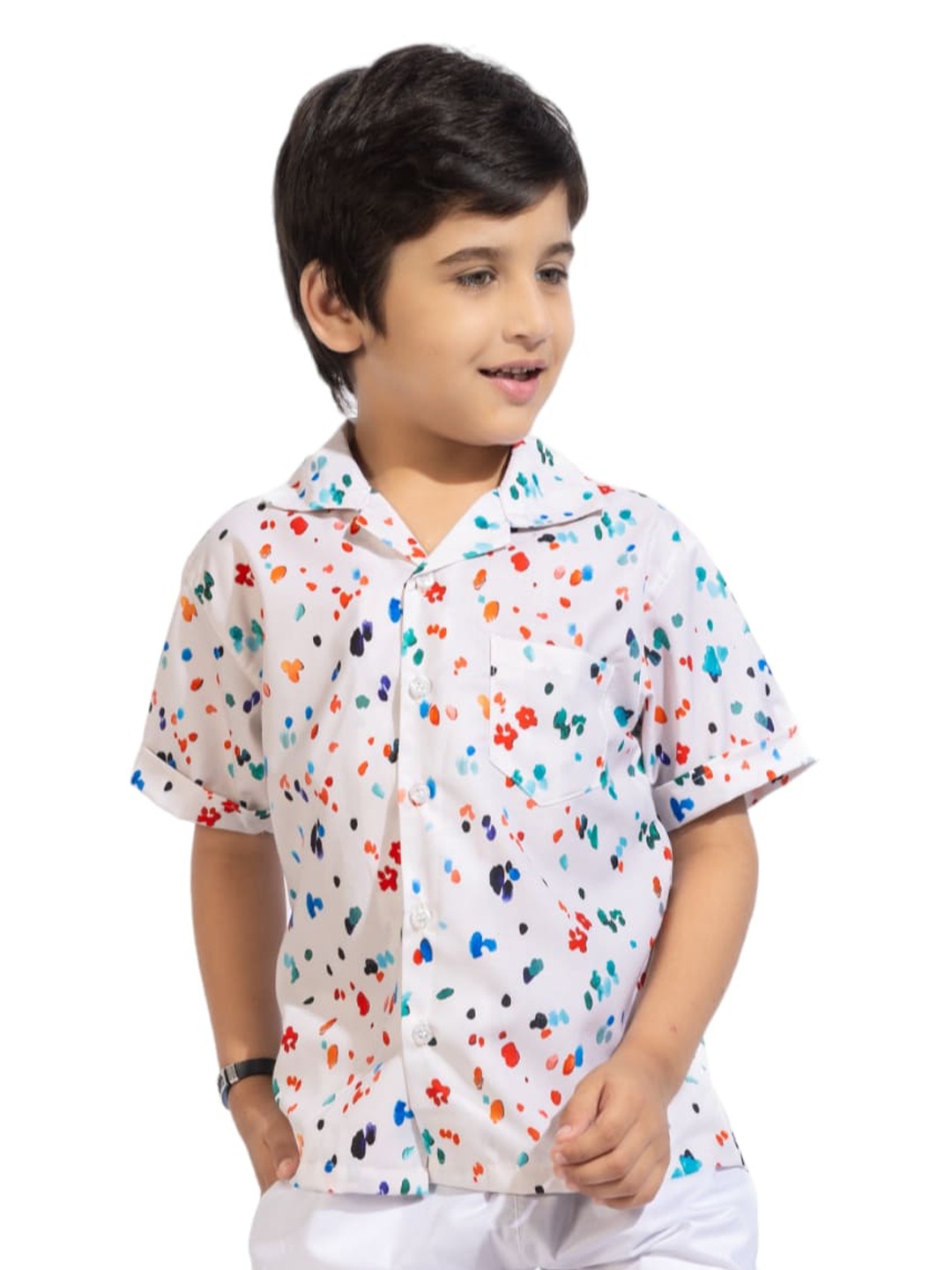 

BAESD Kids Comfort Floral Printed Cotton Opaque Casual Shirt, White