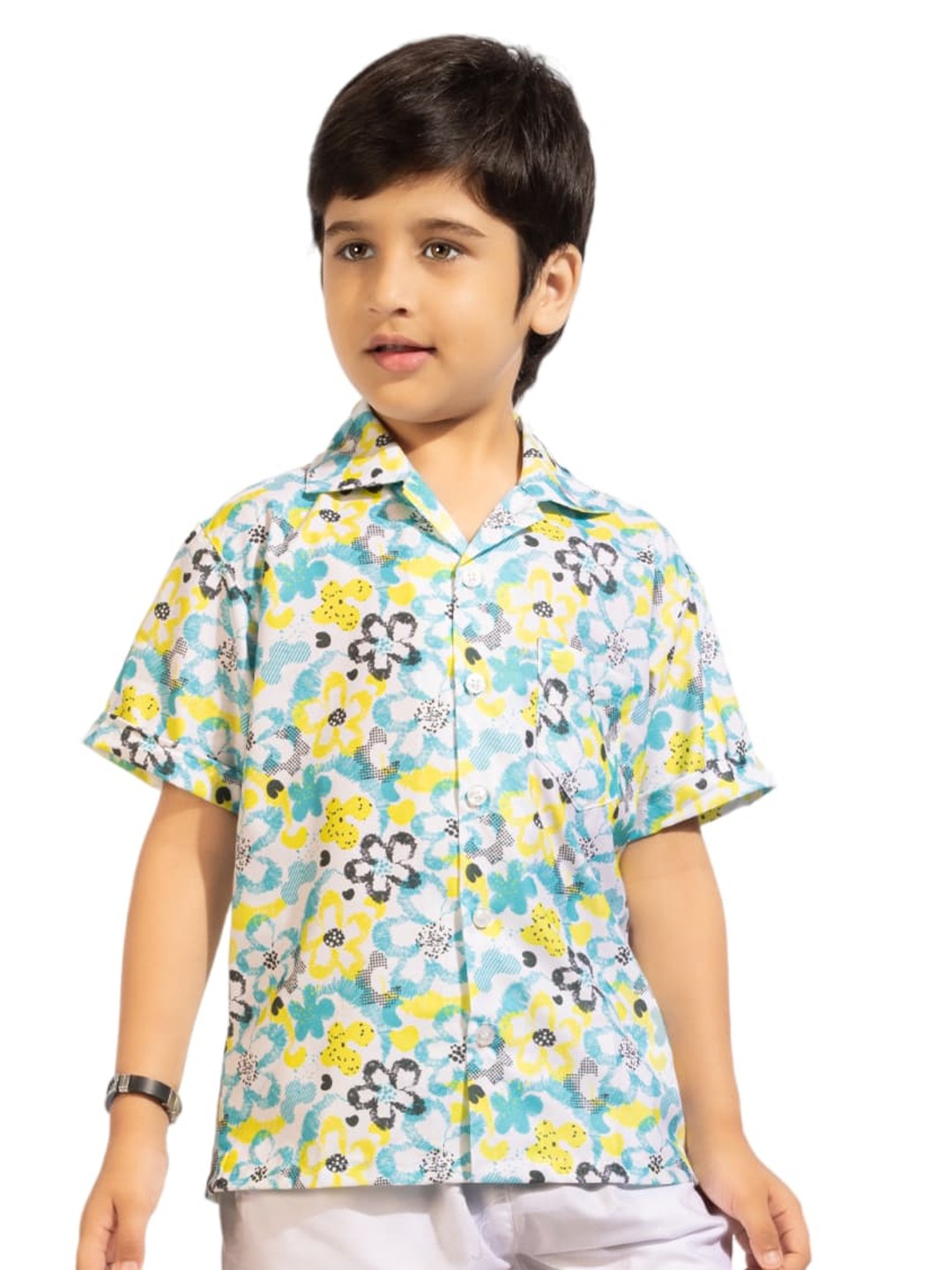 

BAESD Boys Comfort Printed Cotton Casual Shirt, White