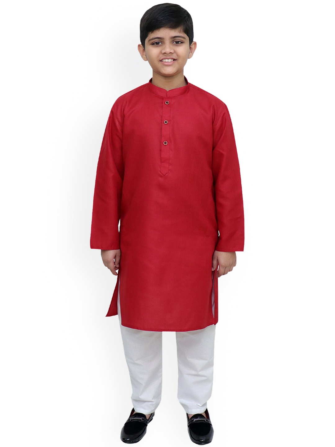 

BAESD Boys Mandarin Collar Long Sleeves Straight Kurta, Maroon