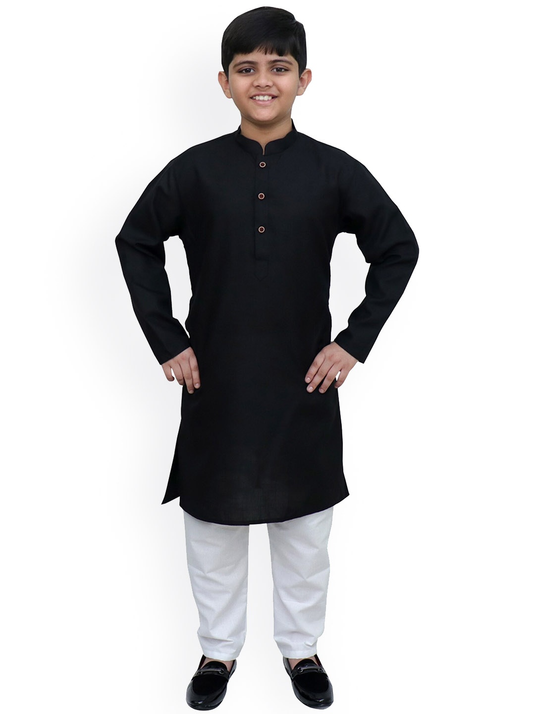 

BAESD Boys Mandarin Collar Long Sleeves Straight Kurta, Black