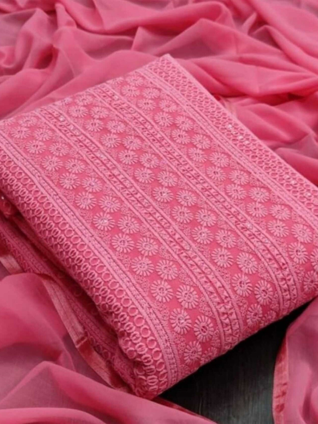 

Panzora Ethnic Motifs Embroidered Sequinned Unstitched Dress Material, Pink