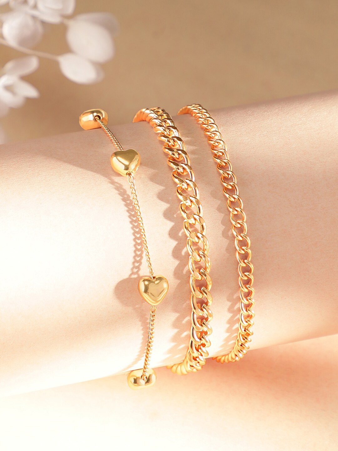 

Rubans Voguish Set Of 3 Gold-Plated Bangle-Style Bracelet