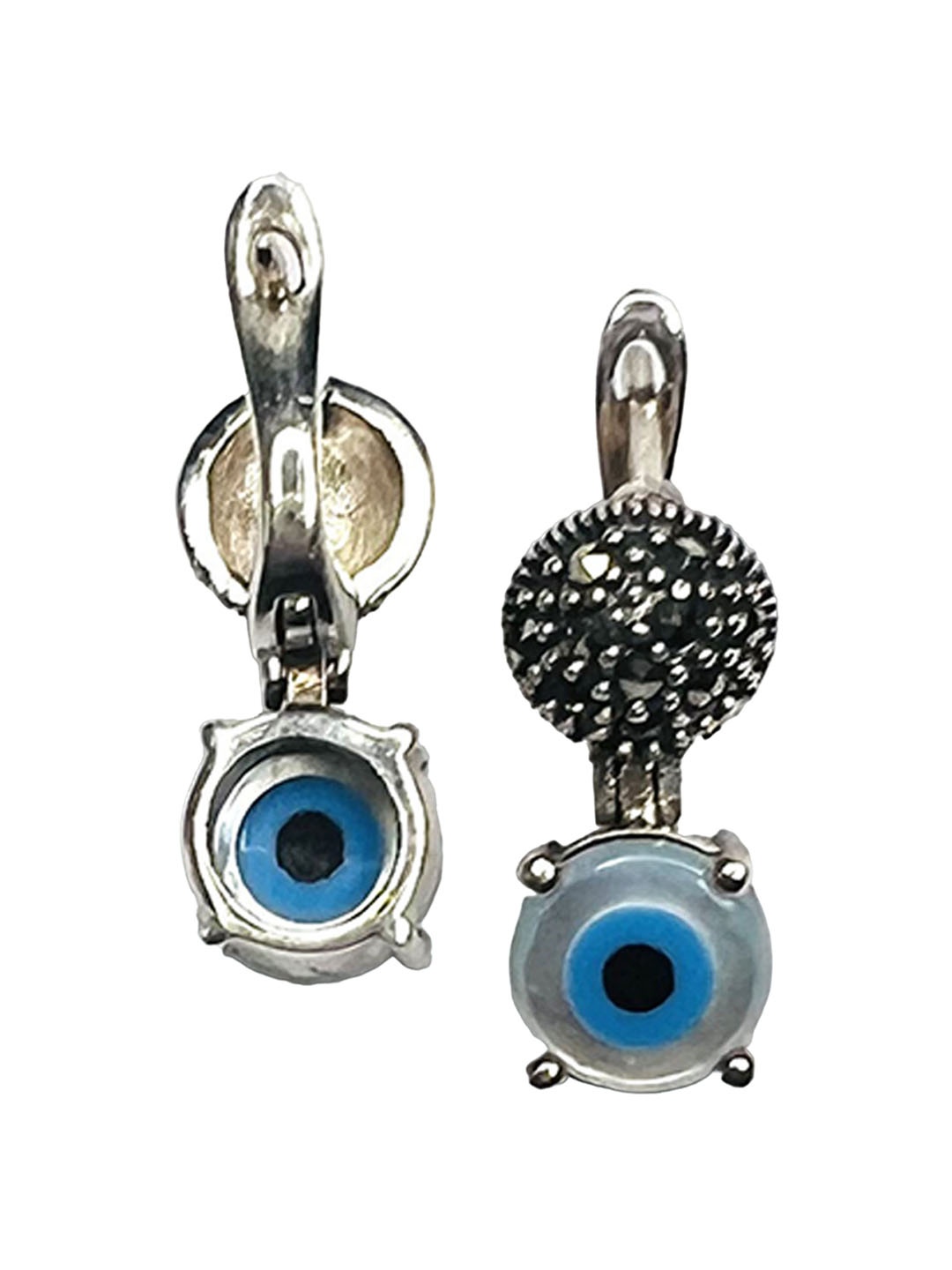 

Arte Jewels 92.5 Sterling Silver Evil-Eye & Stone-Studded Finger Ring and Earrings