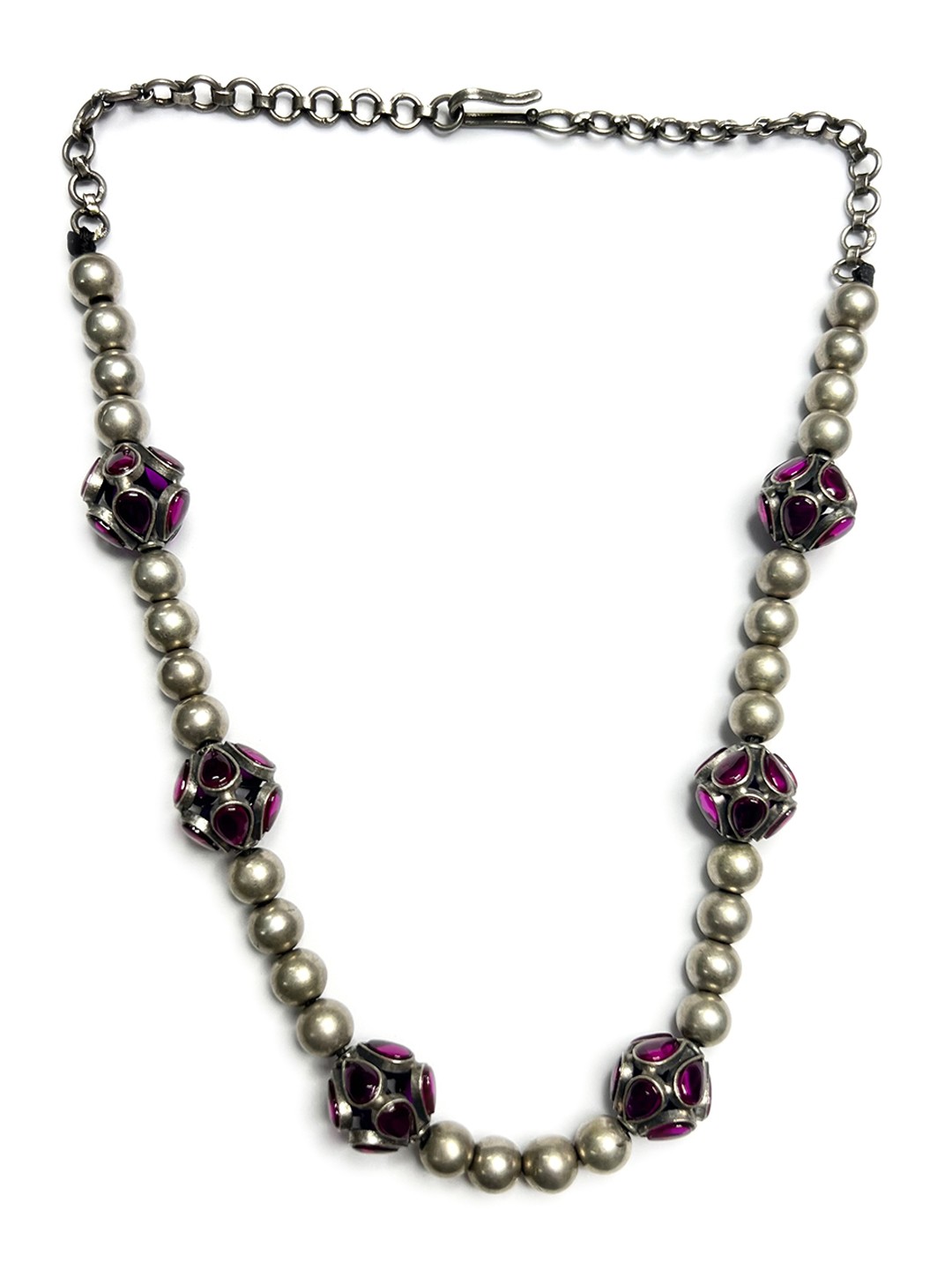 

Arte Jewels 92.5 Sterling Silver Stone-Studded & Beaded Necklace
