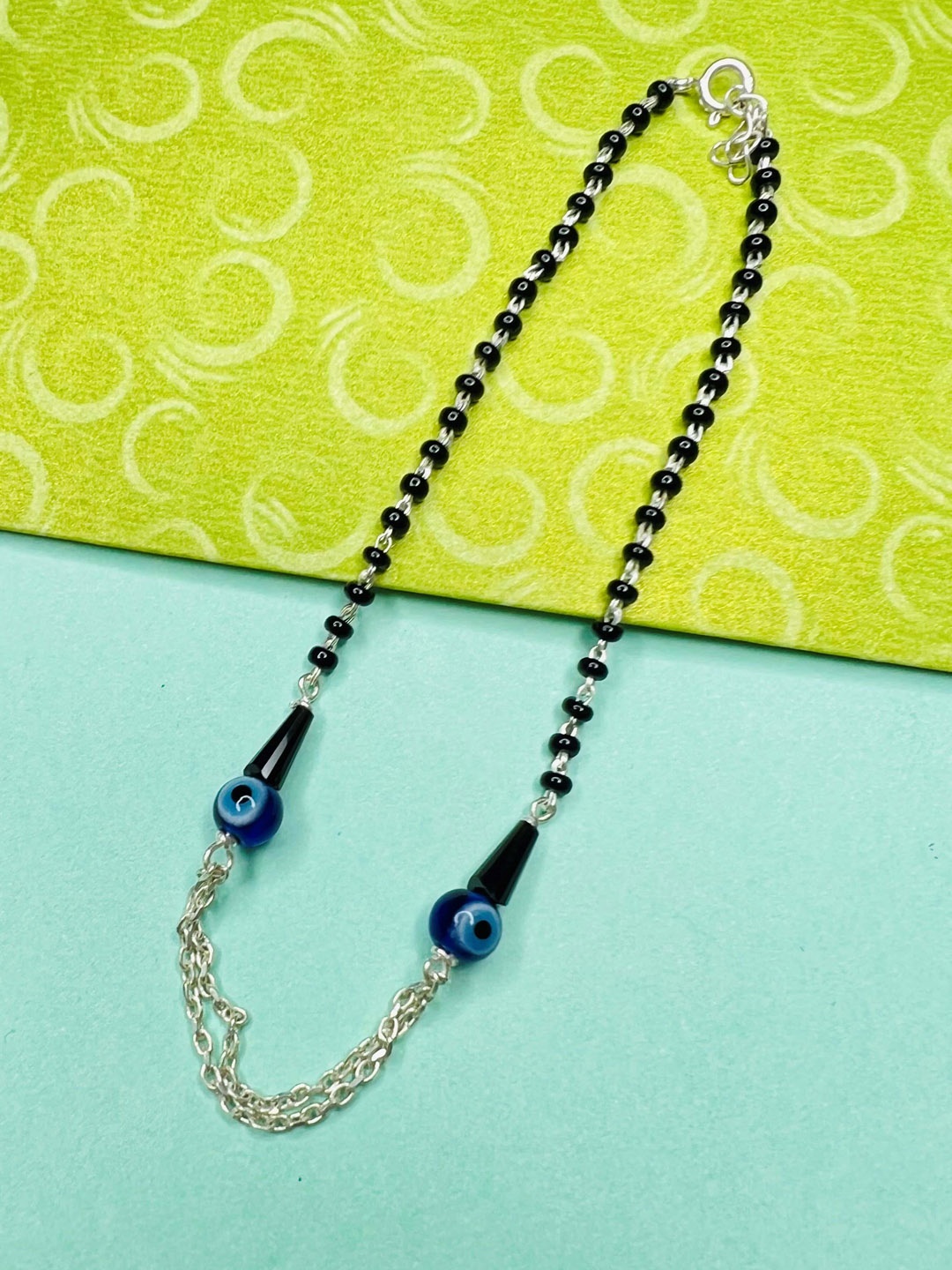 

Arte Jewels 925 Sterling Silver Beaded Evil Eye Anklet