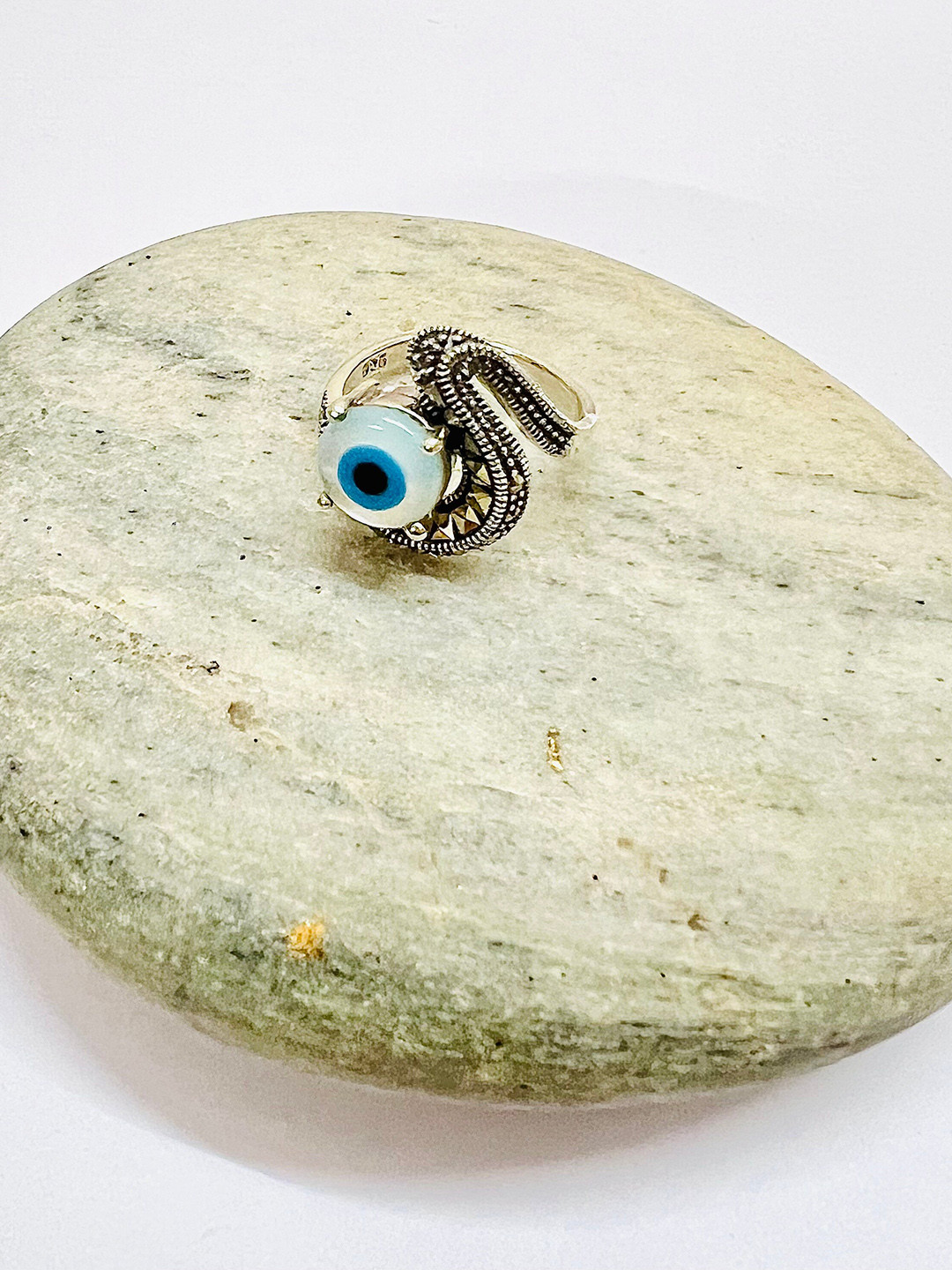 

Arte Jewels 92.5 Sterling Silver Evil Eye Finger Ring