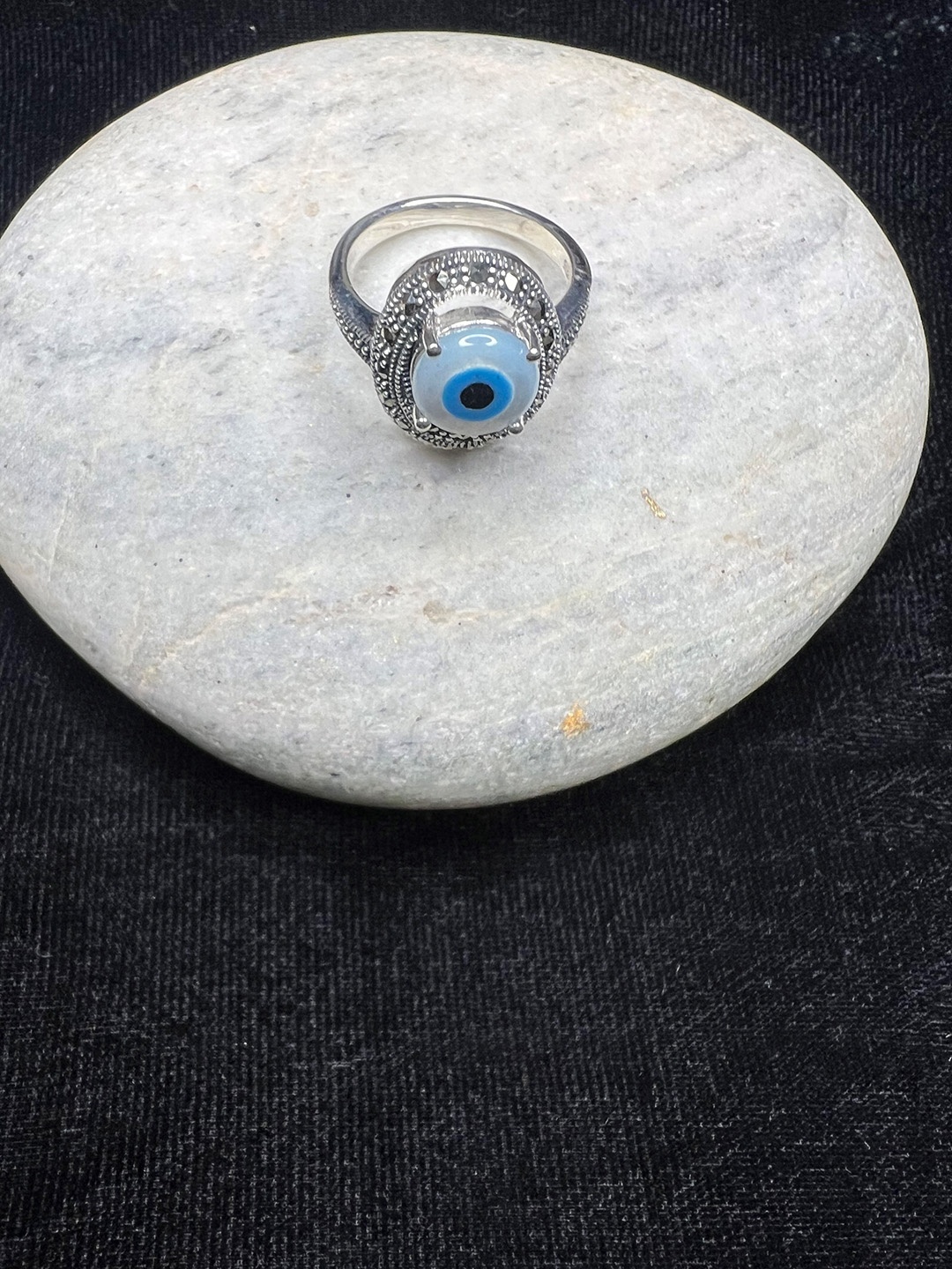 

Arte Jewels 92.5 Sterling Silver Evil Eye Finger Ring