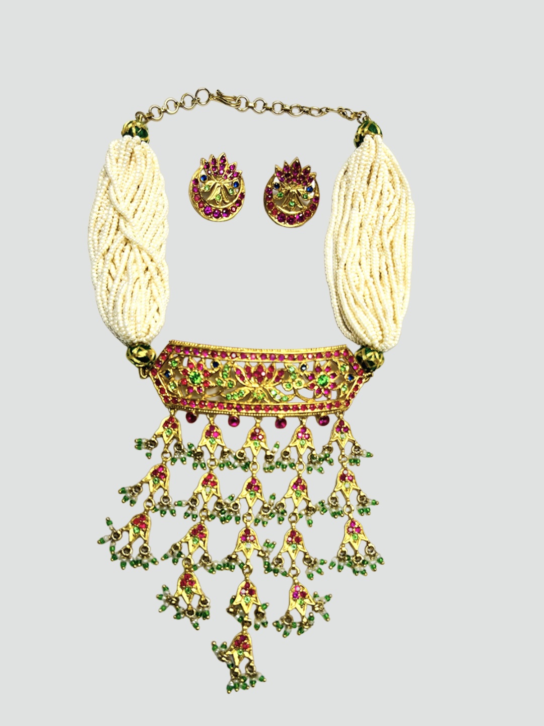 

Arte Jewels Gold-Plated Stones-Studded & Beaded Jewellery Set, Silver
