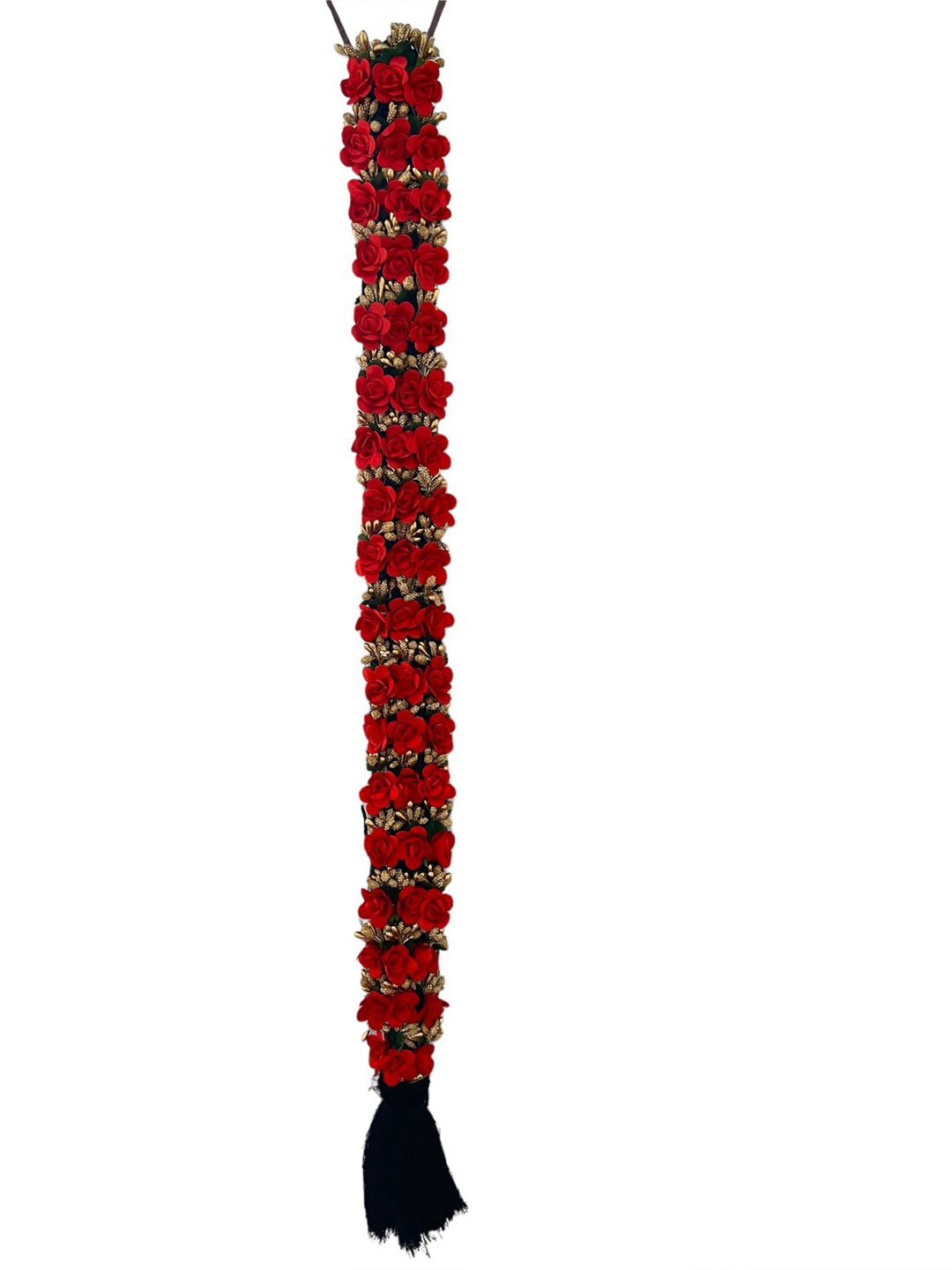 

Krelin Bharatanatyam Poola Jadalu Kunjalam Billalu Braid Hair Extension - Red-Gold 10