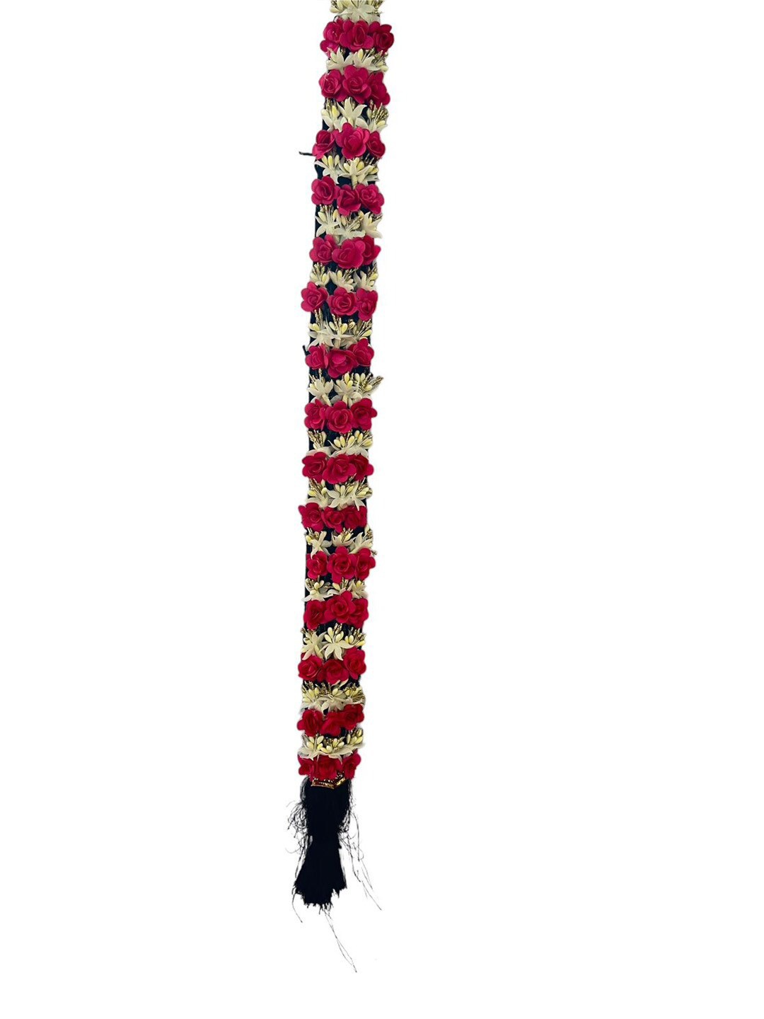 

Krelin Bharatanatyam Poola Jadalu Kunjalam Billalu Braid Hair Extension - Pink-Gold 06