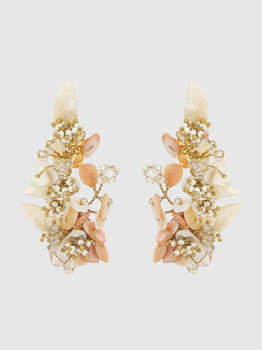 

D'oro Contemporary Studs Earrings, Beige