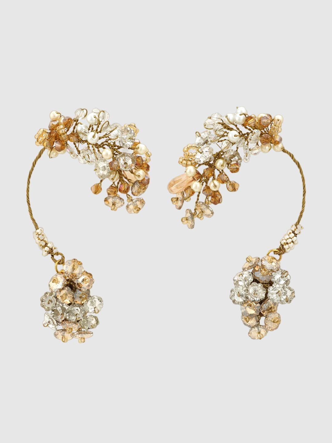 

D'oro Crystals Ear Cuff Earrings, Gold