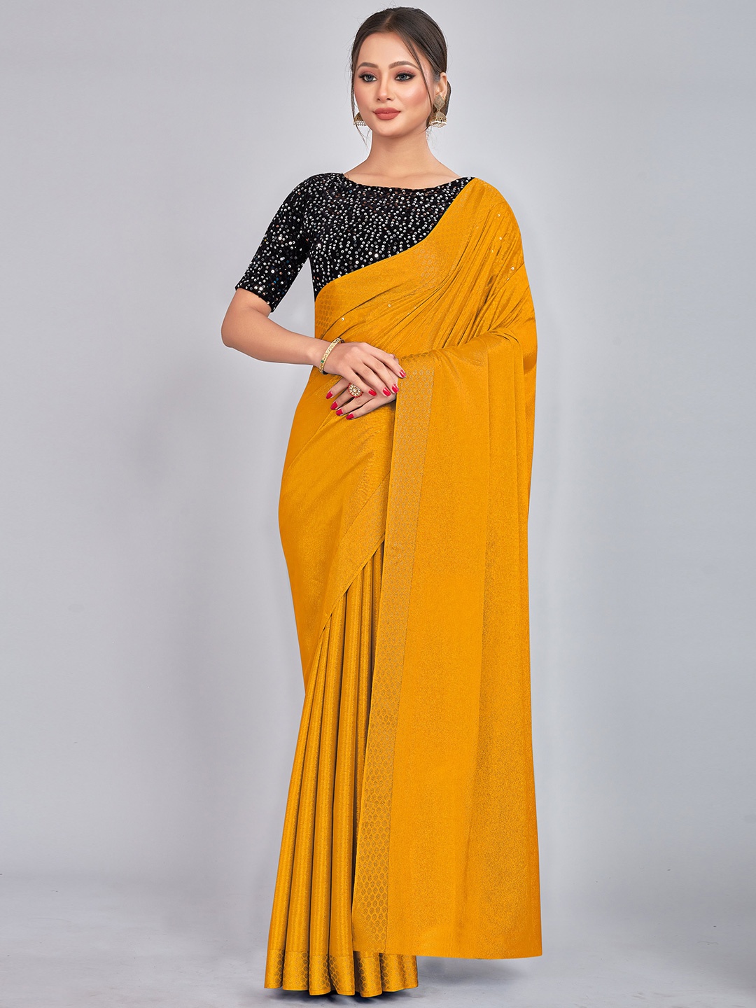 

CastilloFab Embellished Zari & Sequinned Saree, Mustard