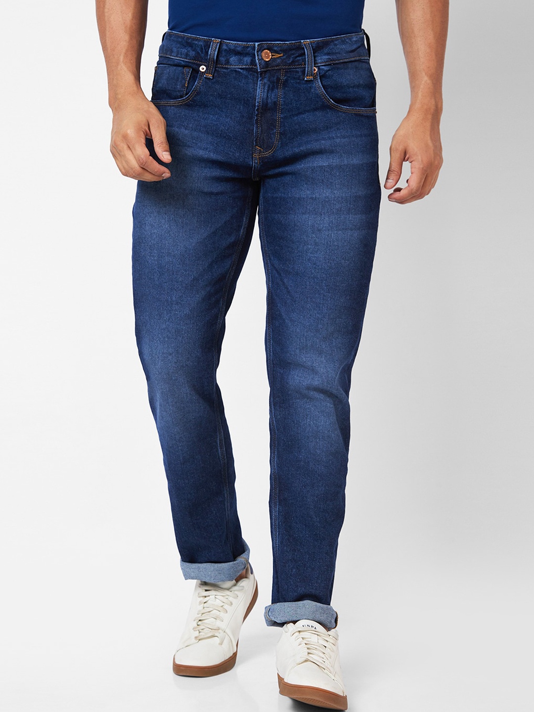 

SPYKAR Men Mid Rise Heavy Fade Jeans, Blue