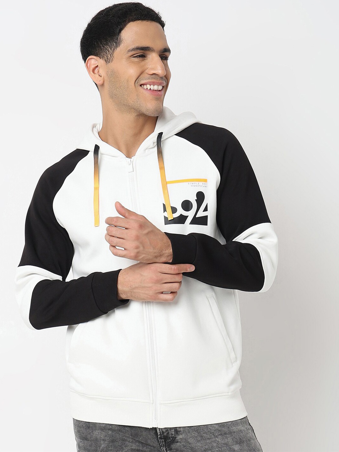 

SPYKAR Graphic Printed Hooded Cotton Sweatshirt, White