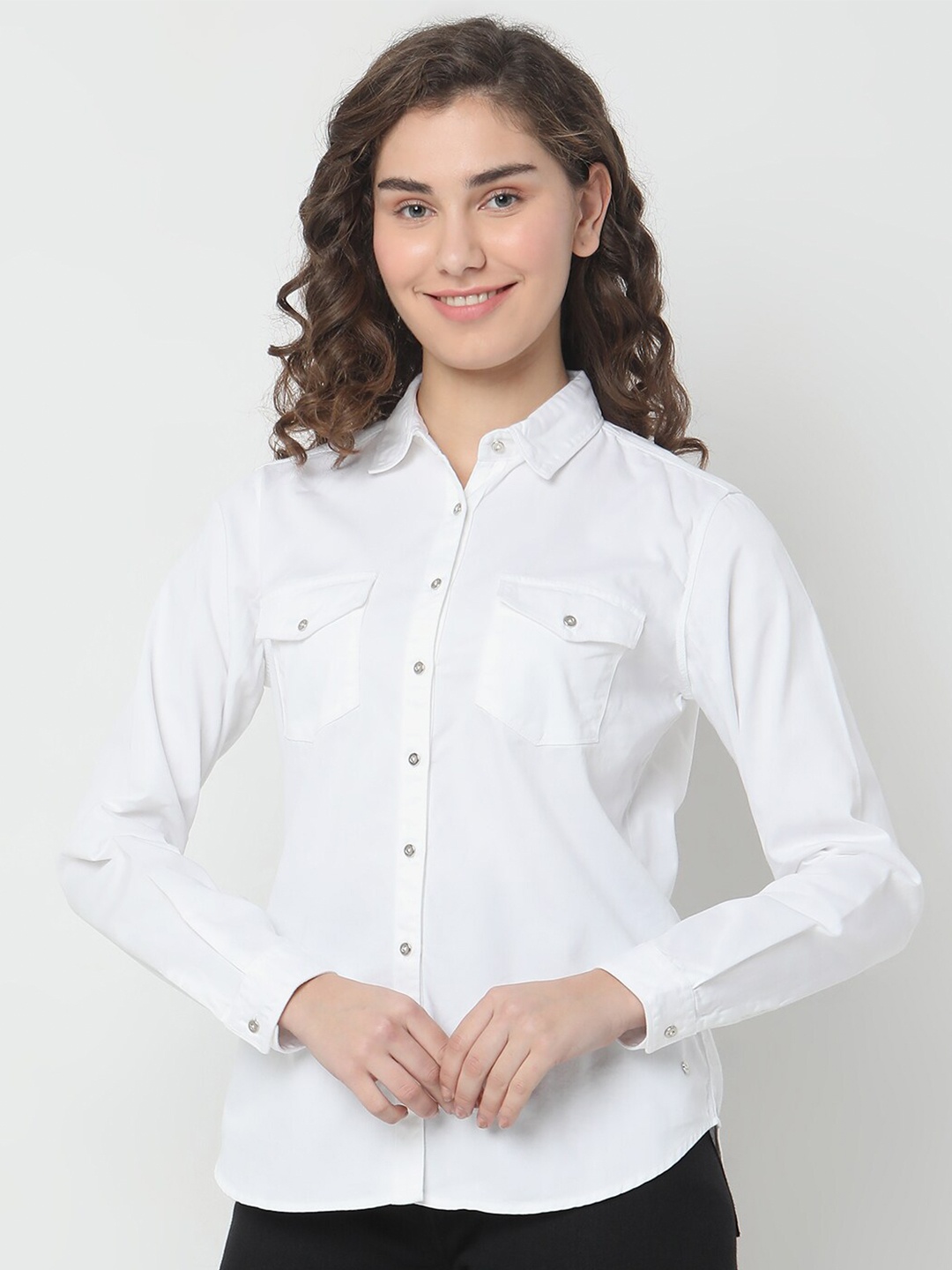 

SPYKAR Spread Collar Cotton Casual Shirt, White
