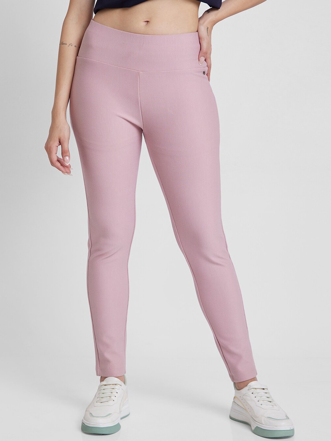 

SPYKAR Women Skinny-Fit High Rise Track Pant, Pink