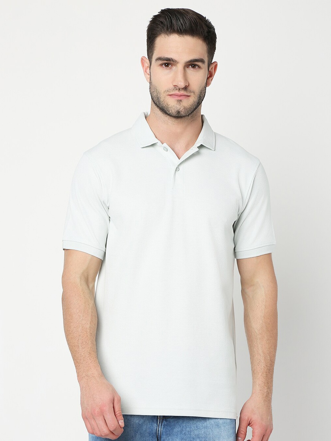 

R&B Polo Collar Cotton T-shirt, Blue