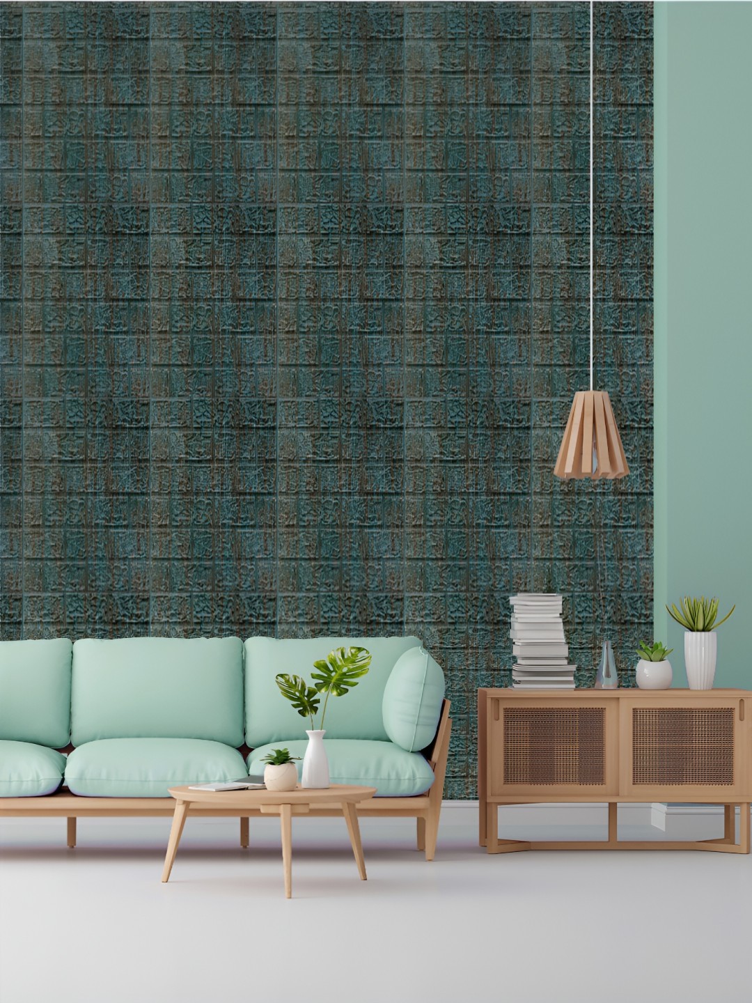 

KAYRA DECOR12 Pieces Brick Design 3D Self Adhesive PVC Wall Panel, Green