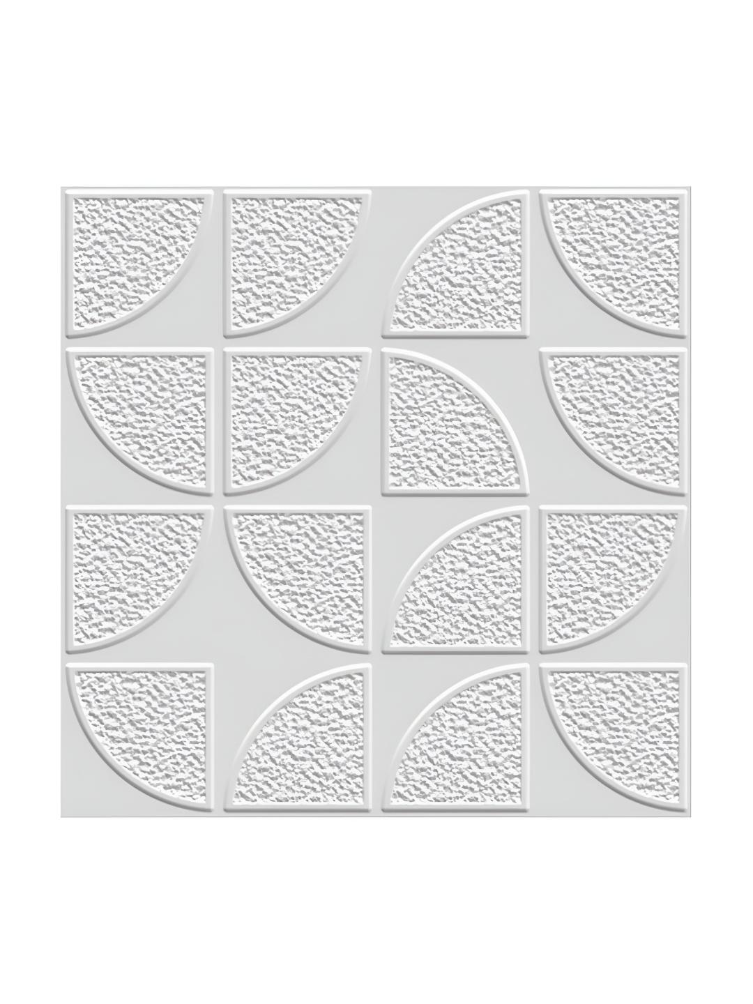 

KAYRA DECOR White 3 Pieces Quarter Circle Design 3D Self Adhesive PVC Wall Panel