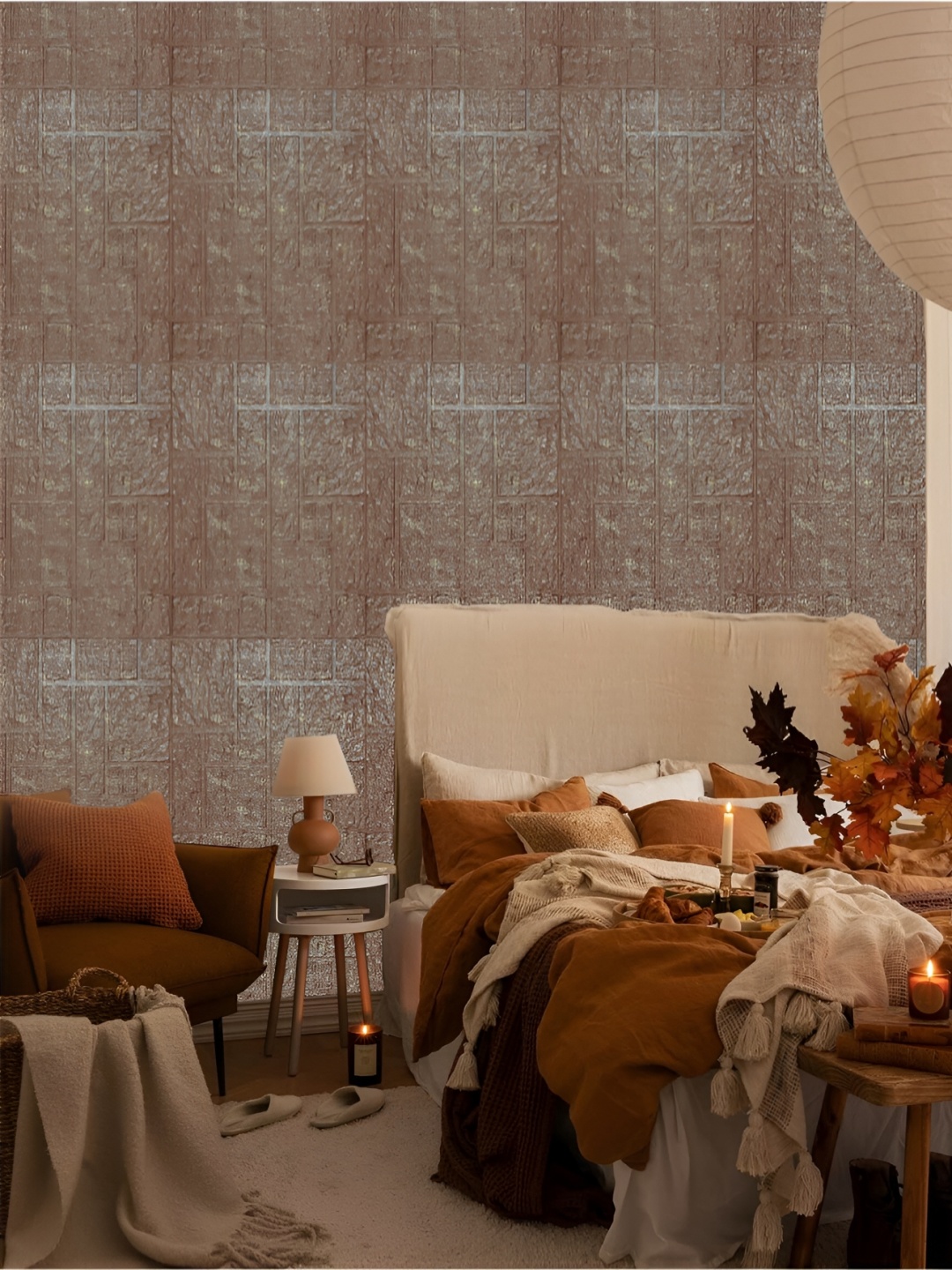 

KAYRA DECOR Brown 3 Pieces Abstract Design 3D Self Adhesive Wallpaper