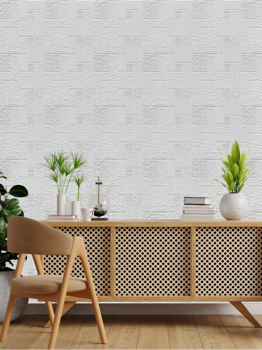 

KAYRA DECOR White 12 Pieces Abstract Design 3D Self Adhesive PVC Wall Panel