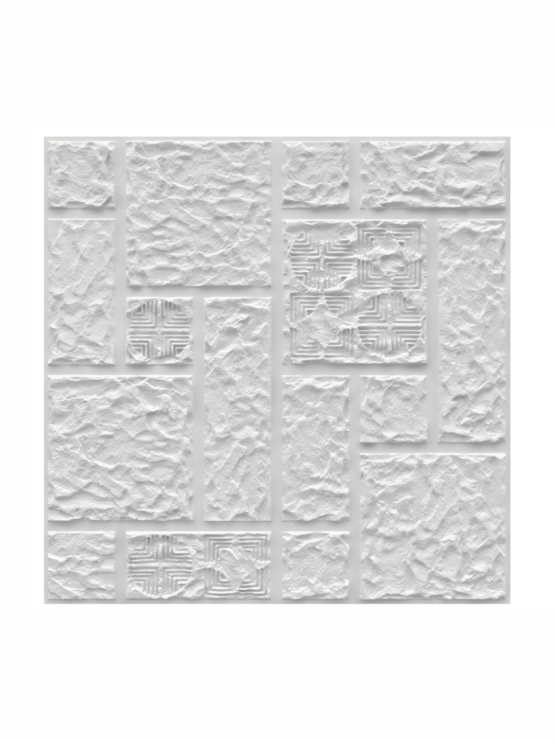 

KAYRA DECOR White 3 Pieces Brick Design 3D Self Adhesive PVC Wall Panel