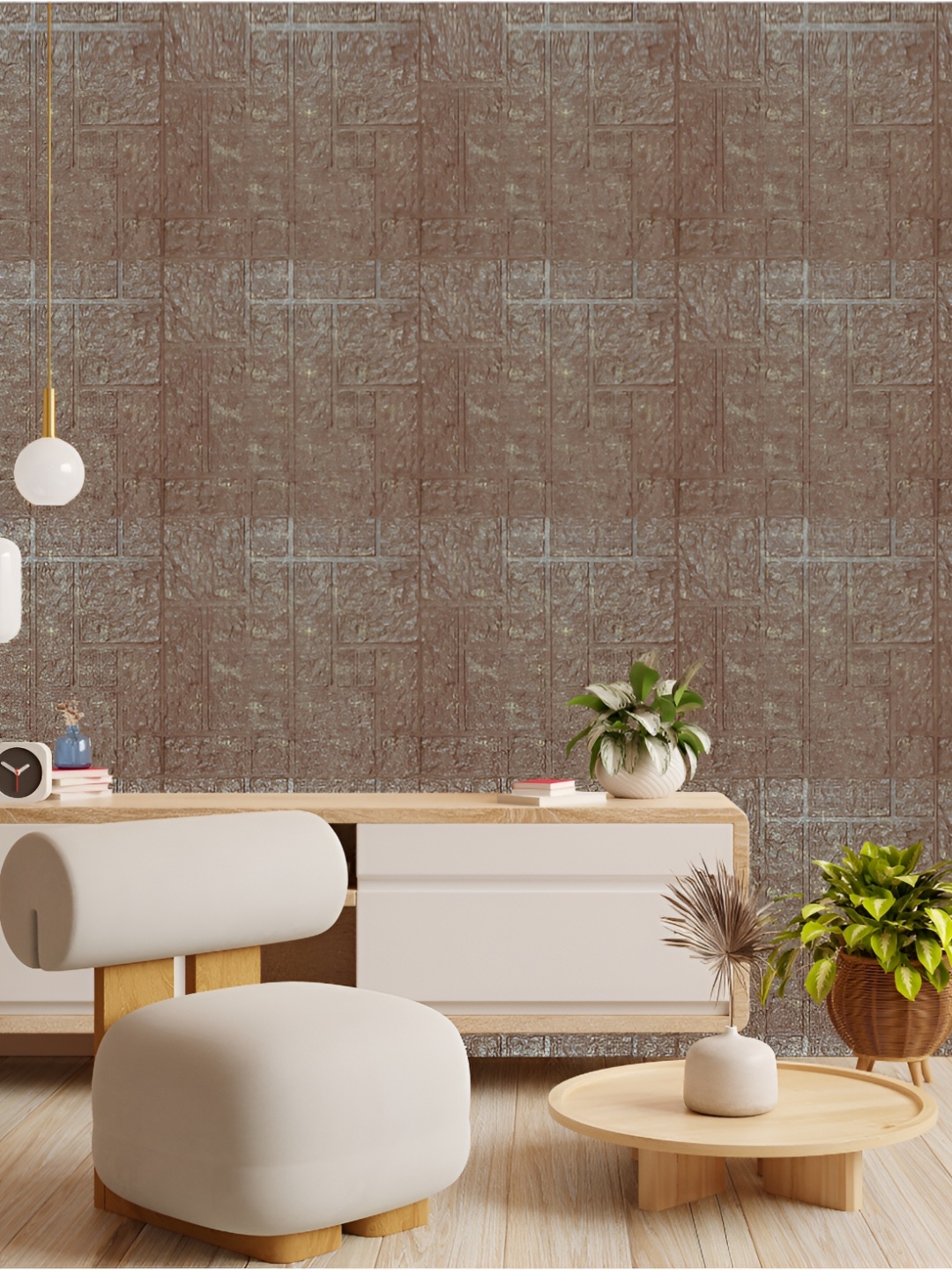 

KAYRA DECOR Brown 12 Pieces Abstract Design 3D Self Adhesive Wallpaper