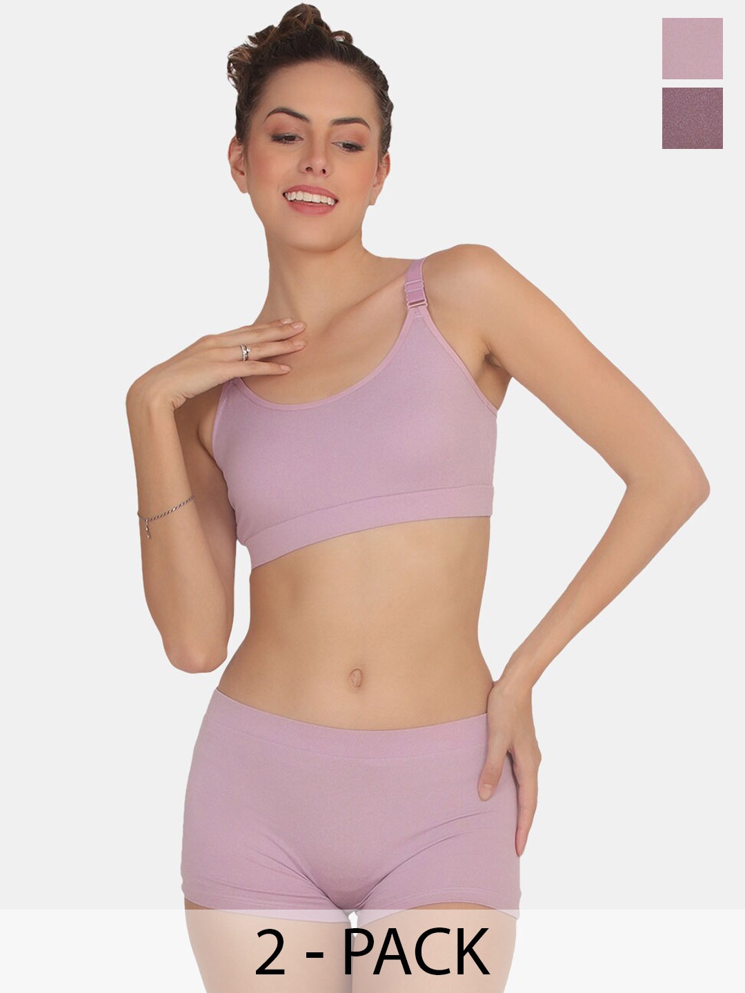 

POOJA RAGENEE Pack Of 2 Lingerie SetST06_2P_PUR_PCH_30B, Purple