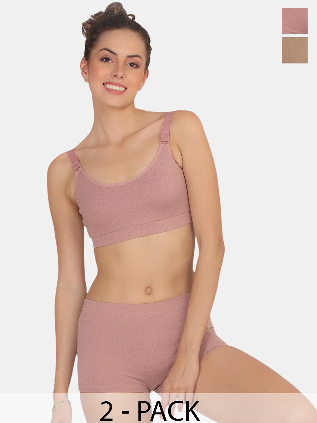 

POOJA RAGENEE Pack Of 2 Lingerie Set, Pink