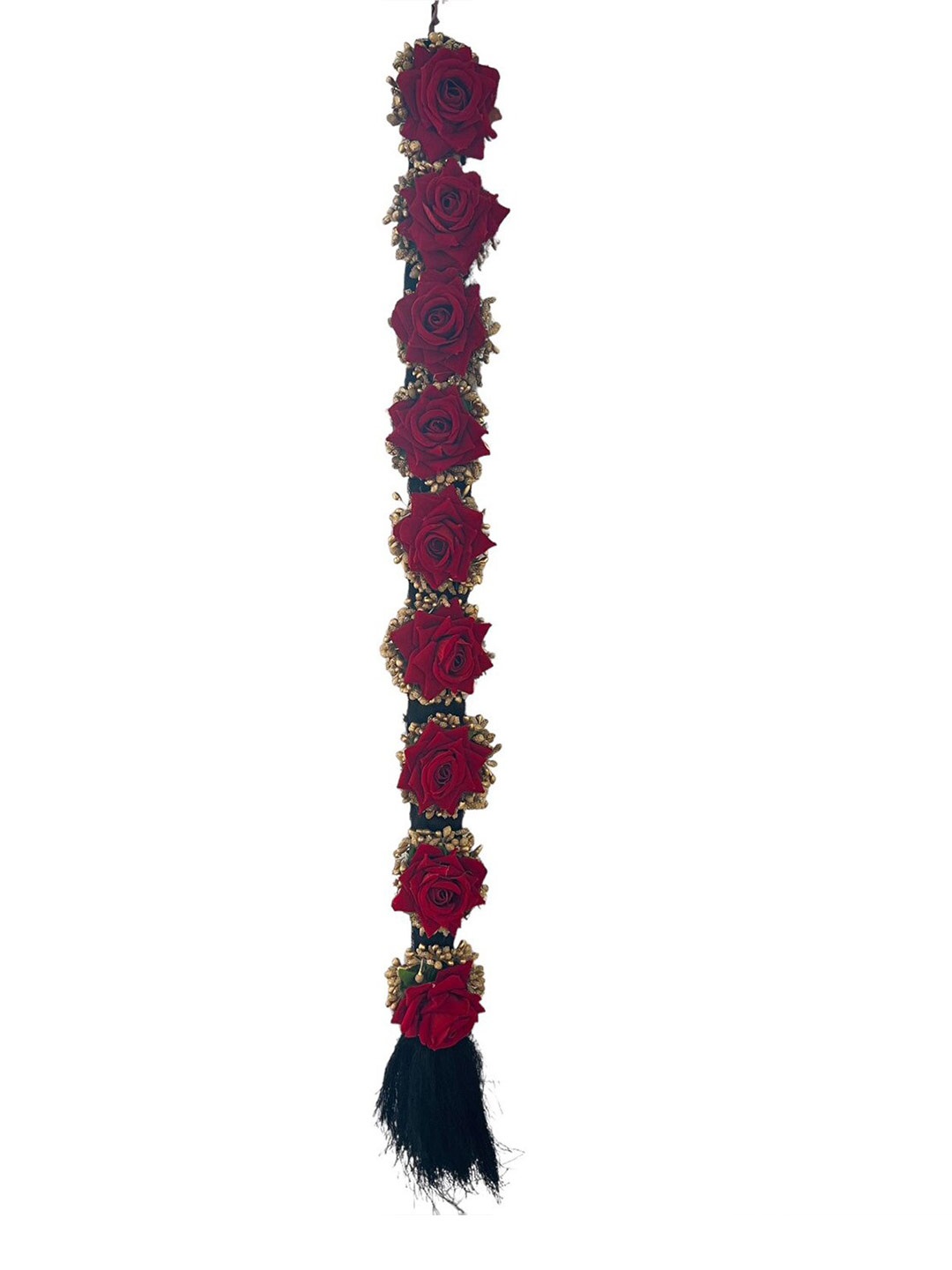 

VAGHBHATT Poola Jadalu Kunjalam Billalu Set Braid Hair Extensions, Red
