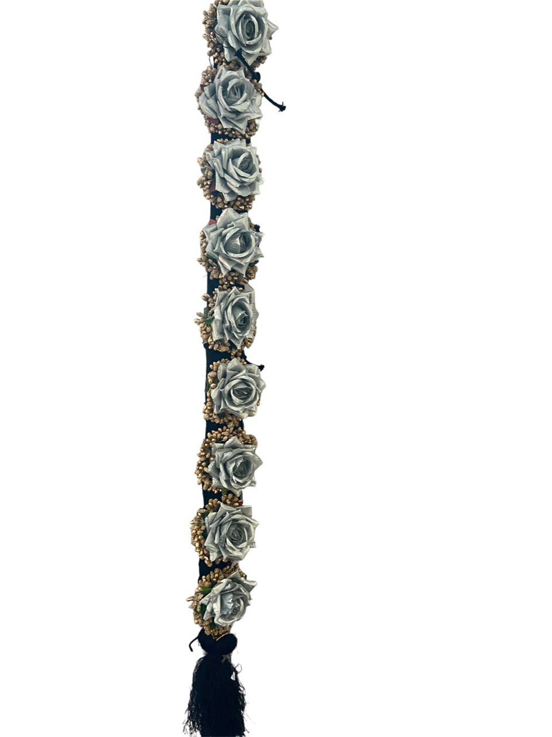 

VAGHBHATT Floral Jadalu Kunjalam Billalu Braid Hair Extension - 24cm, Grey